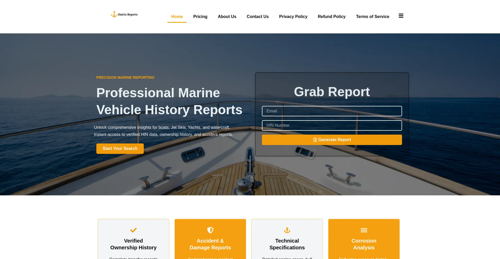 Website screenshot of Datrixreports.com