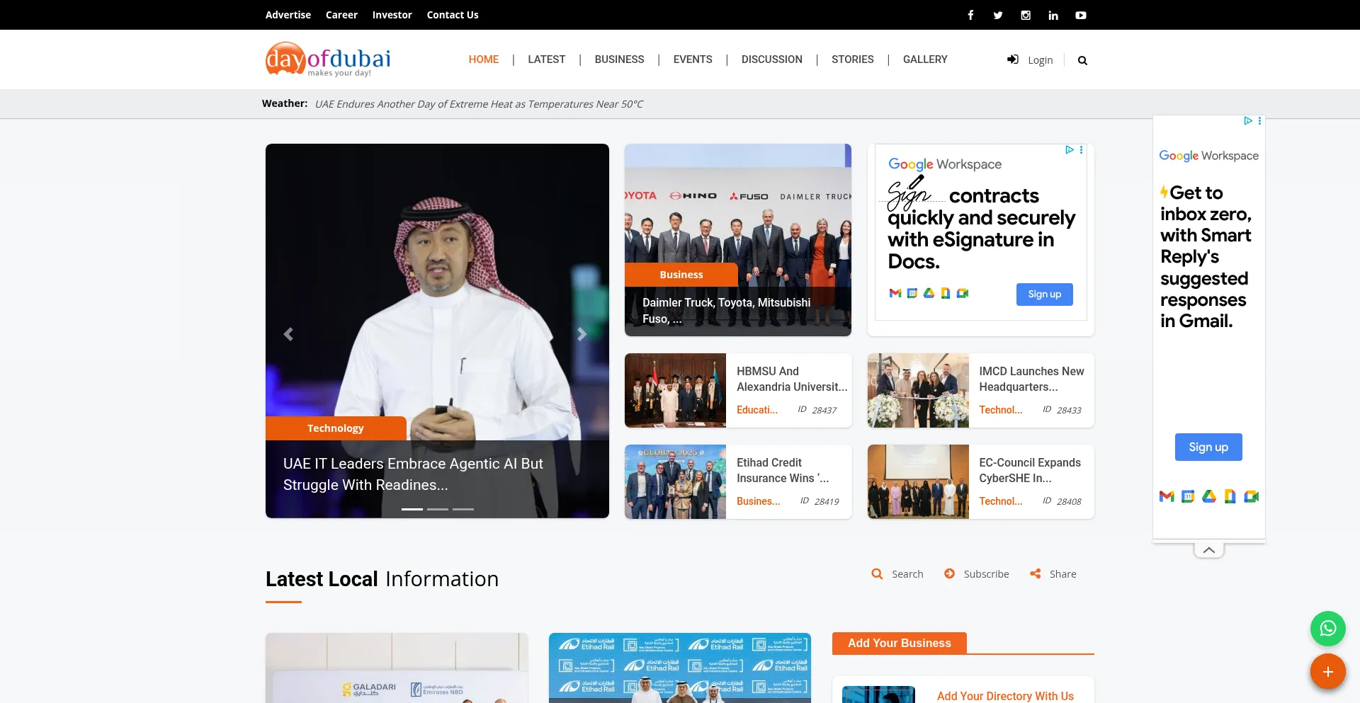 Website screenshot of Dayofdubai.com