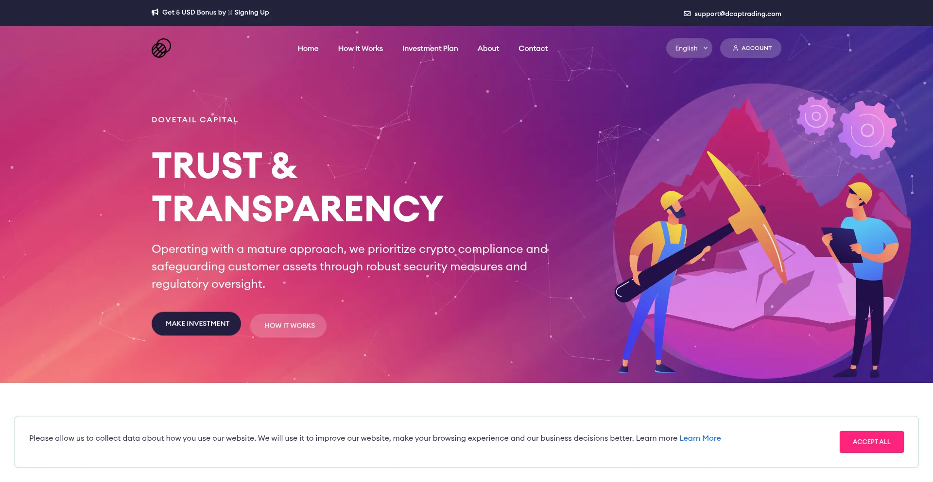 Website screenshot of Dcaptrading.com