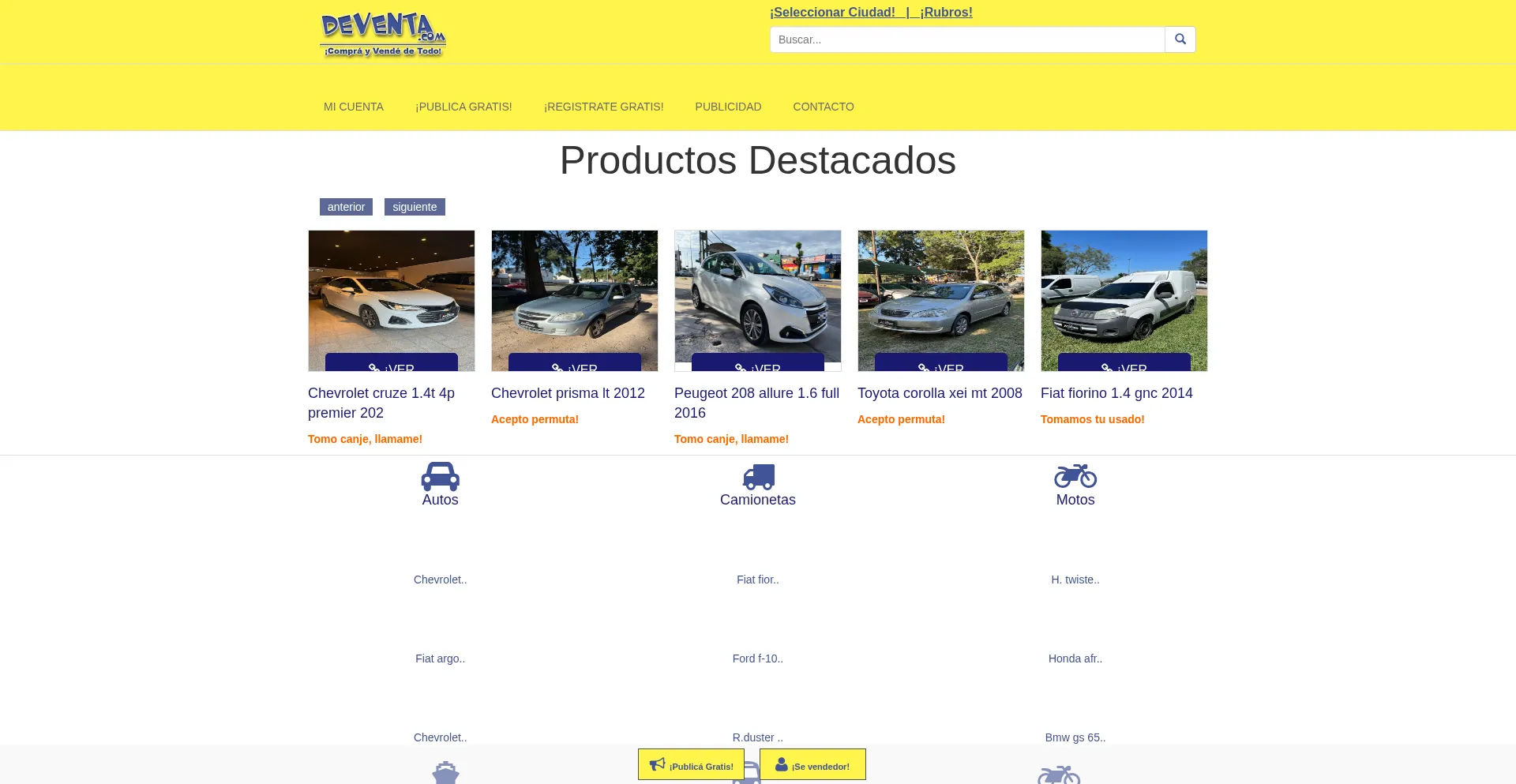 Website screenshot of De-venta.com.ar