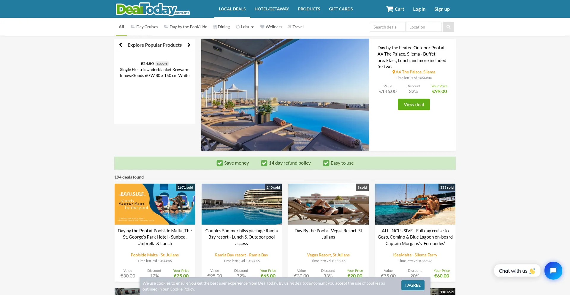 Website screenshot of Dealtoday.com.mt