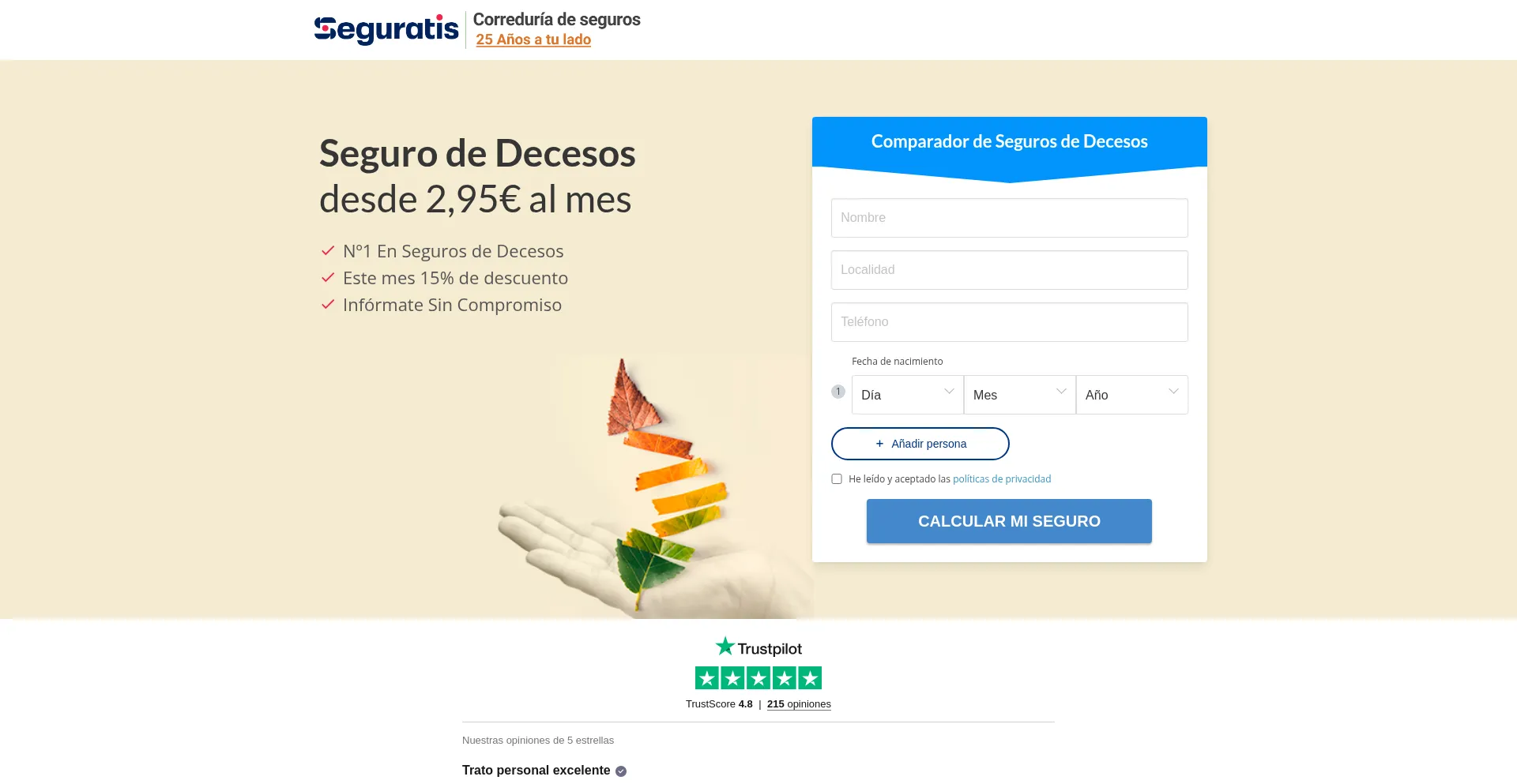 Website screenshot of Decesos.seguratis.com