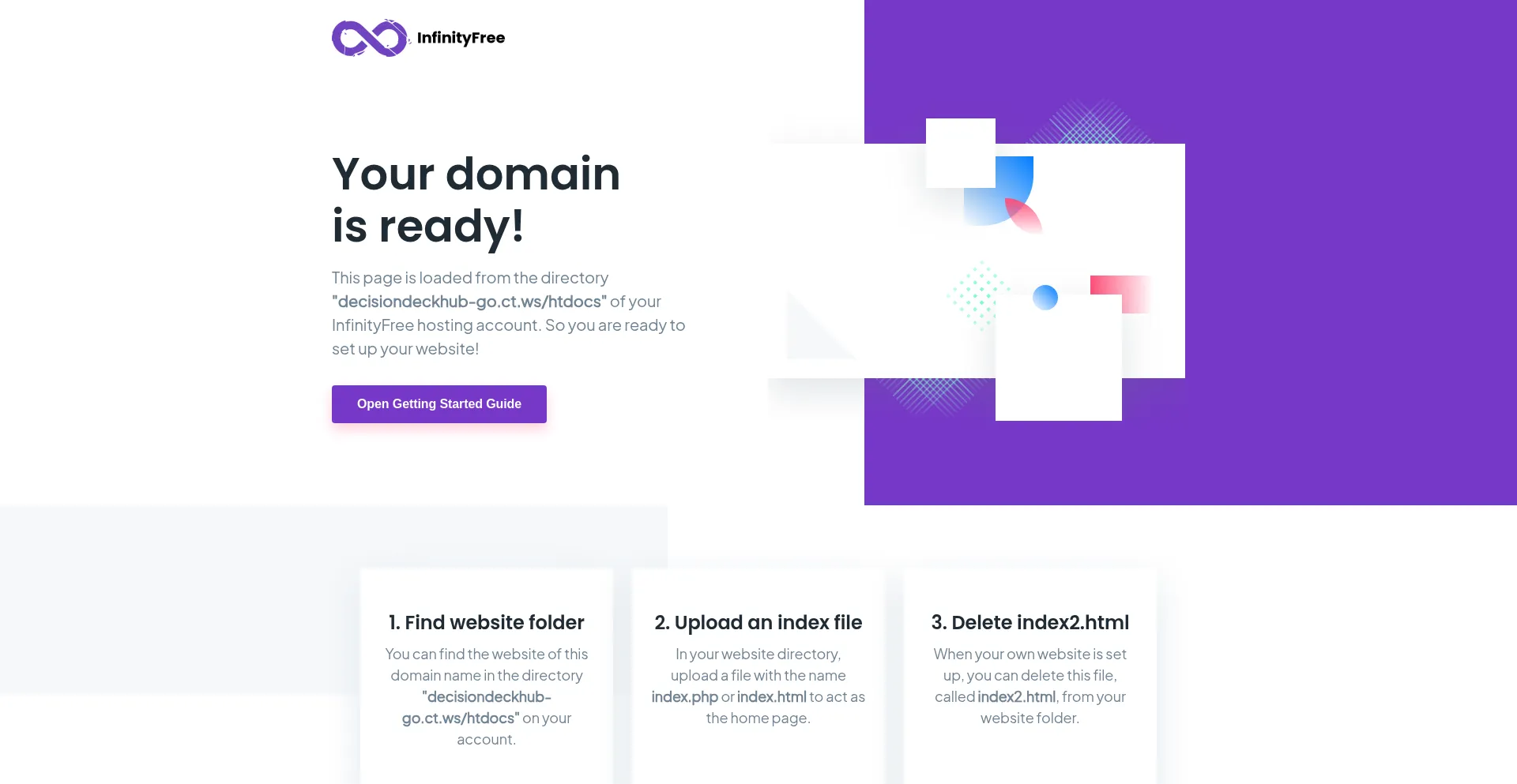 Website screenshot of Decisiondeckhub-go.ct.ws