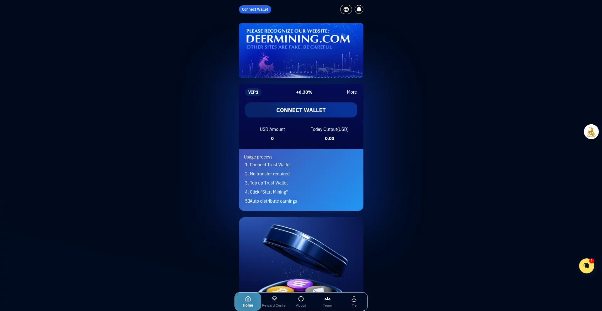 Website screenshot of Deer-mining.vip