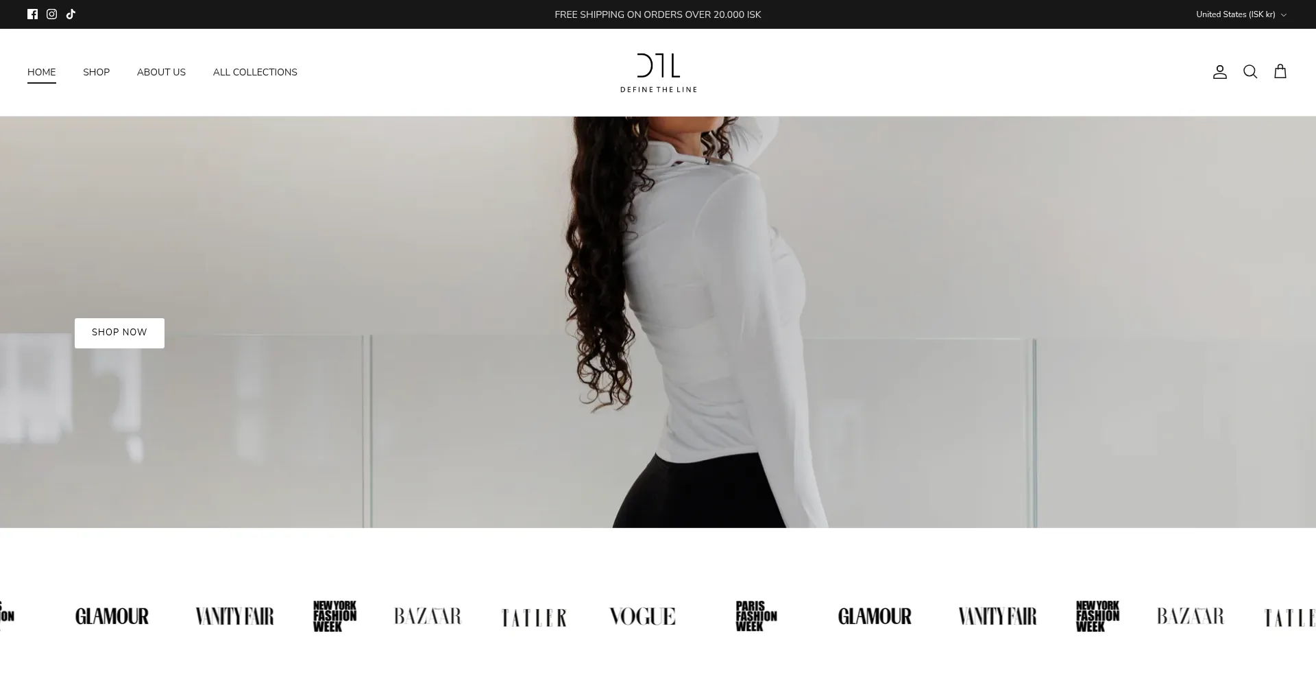 Website screenshot of Definetheline.com