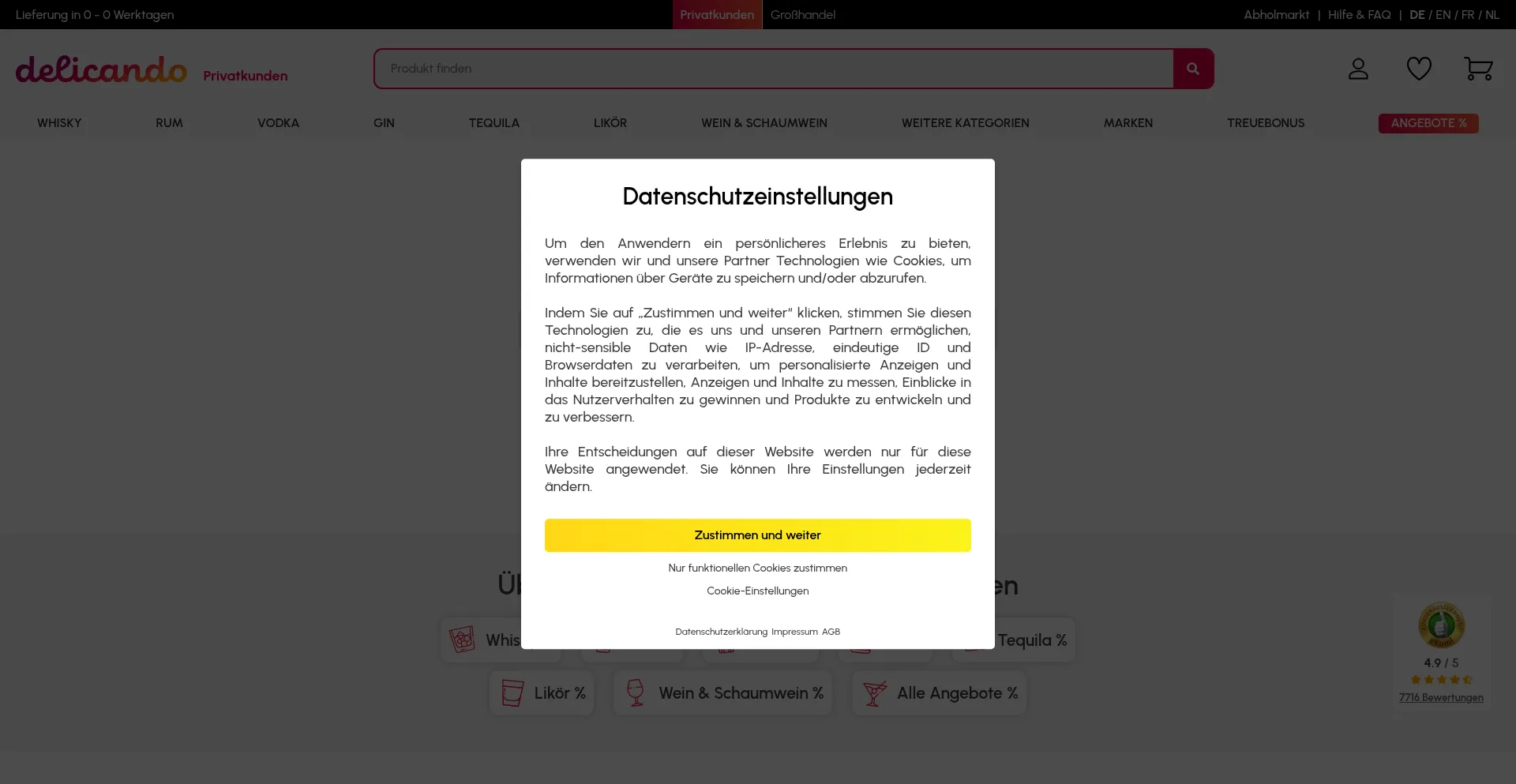 Website screenshot of Delicando.com