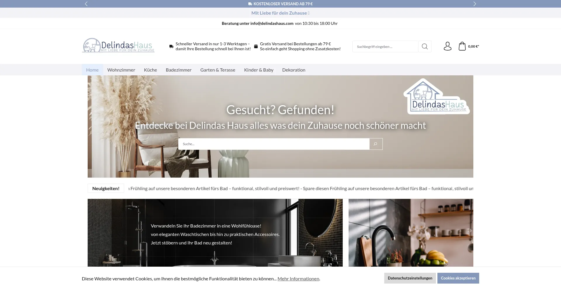 Website screenshot of Delindashaus.com