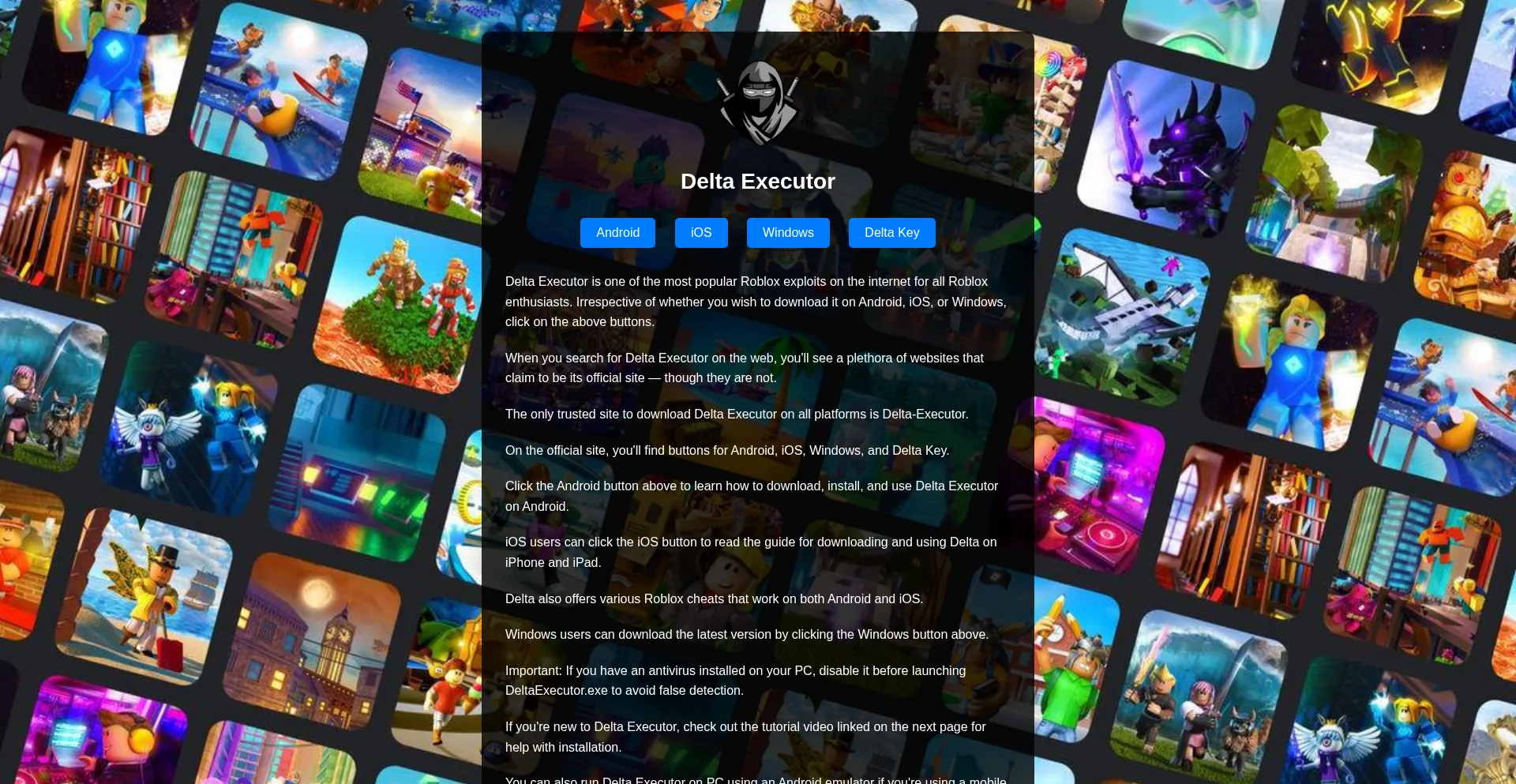 Website screenshot of Delta-executor25.blogspot.com