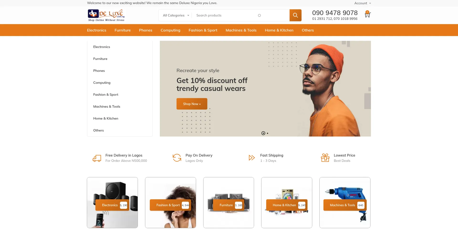 Website screenshot of Deluxe.com.ng