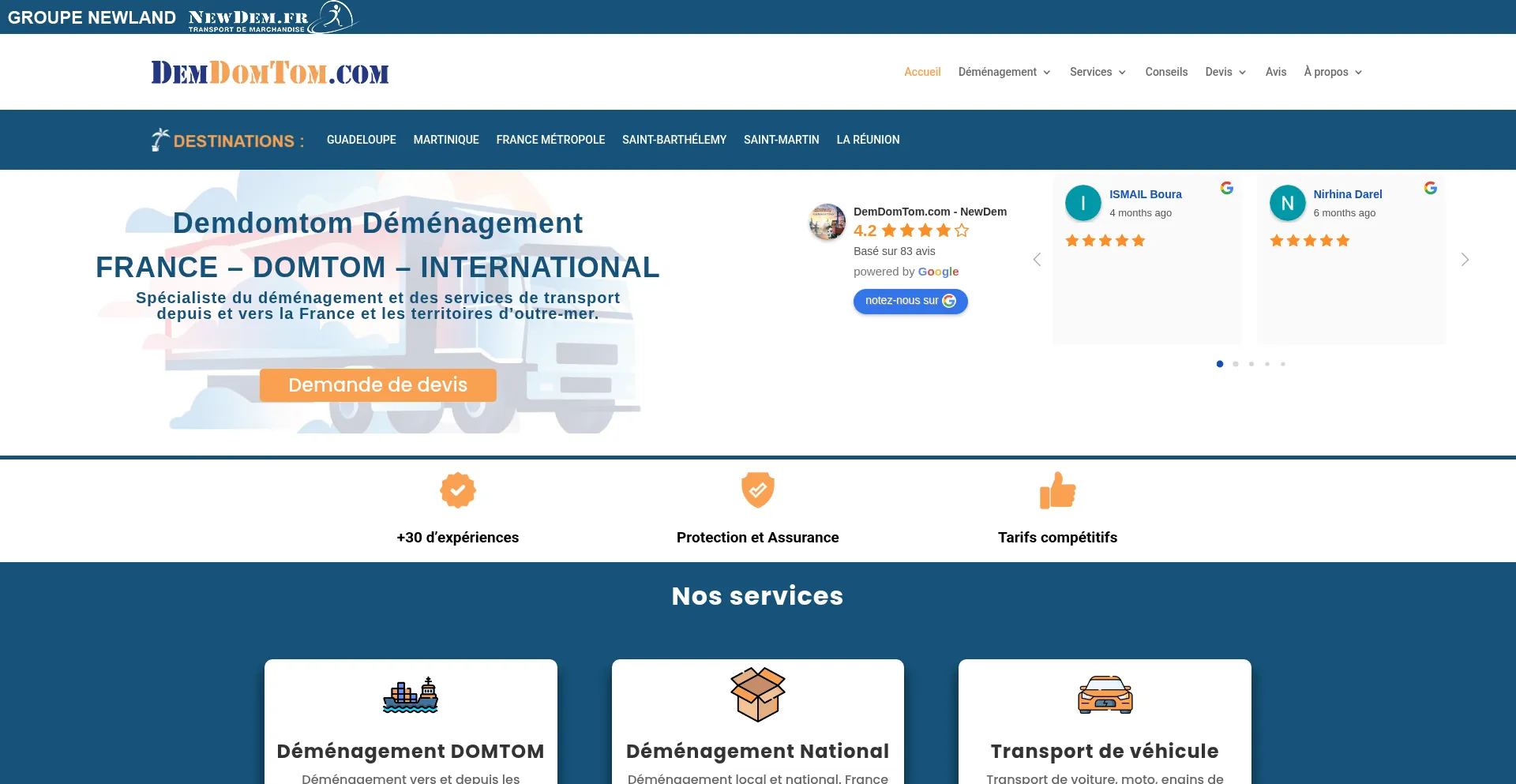Website screenshot of Demdomtom.com