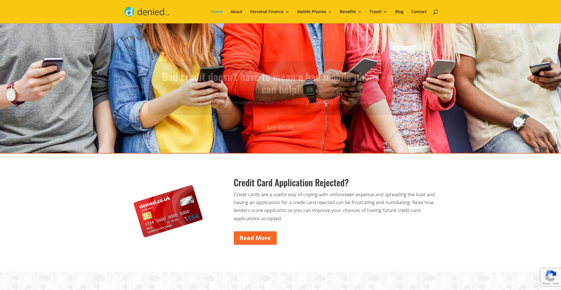 Website screenshot of Denied.co.uk