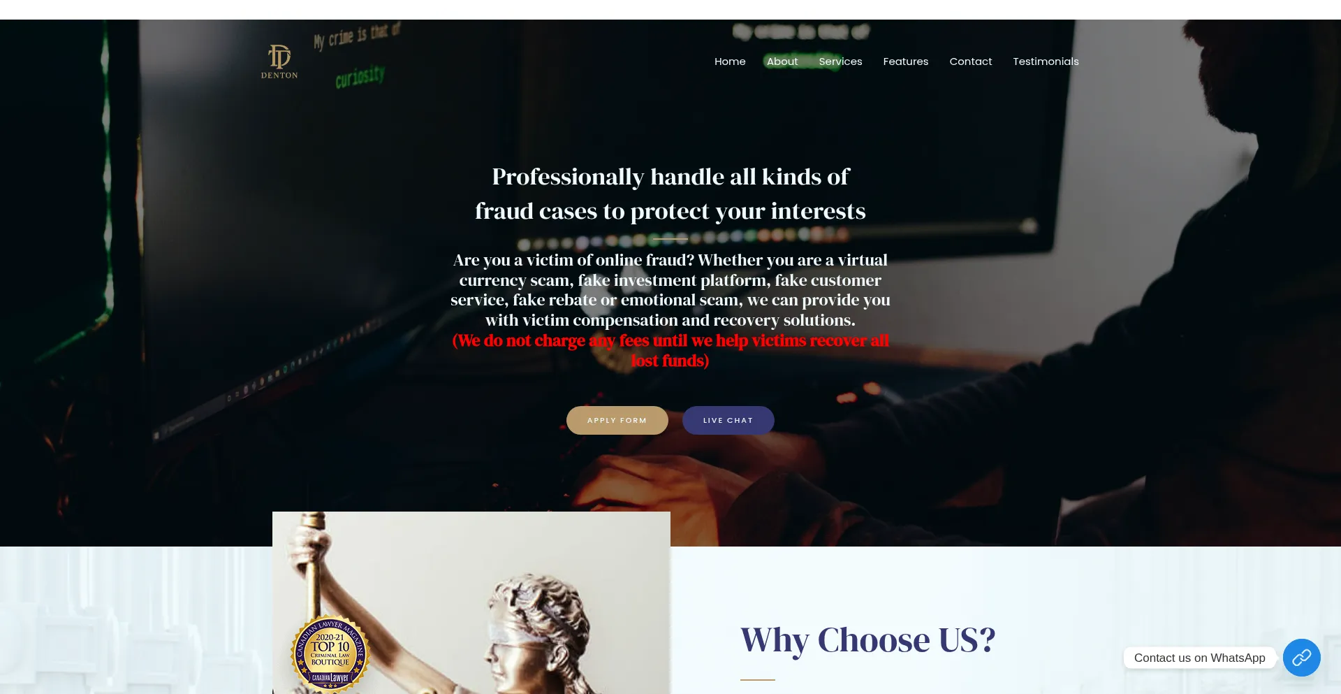 Website screenshot of Dentonglf.com