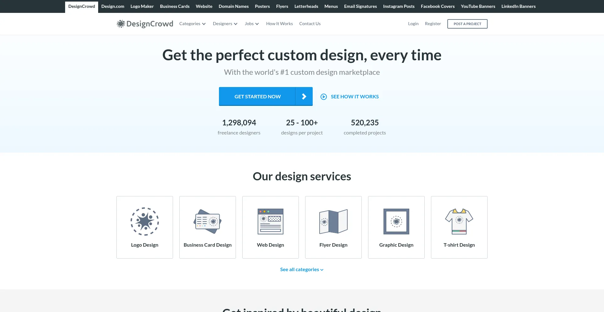 Website screenshot of Designcrowd.com