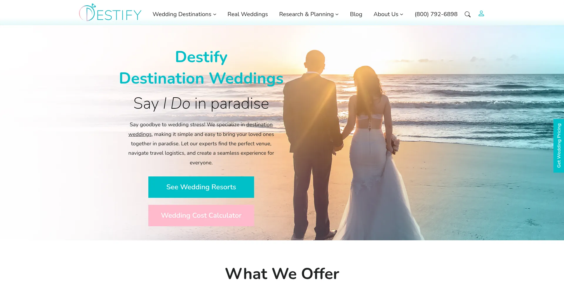 Website screenshot of Destify.com