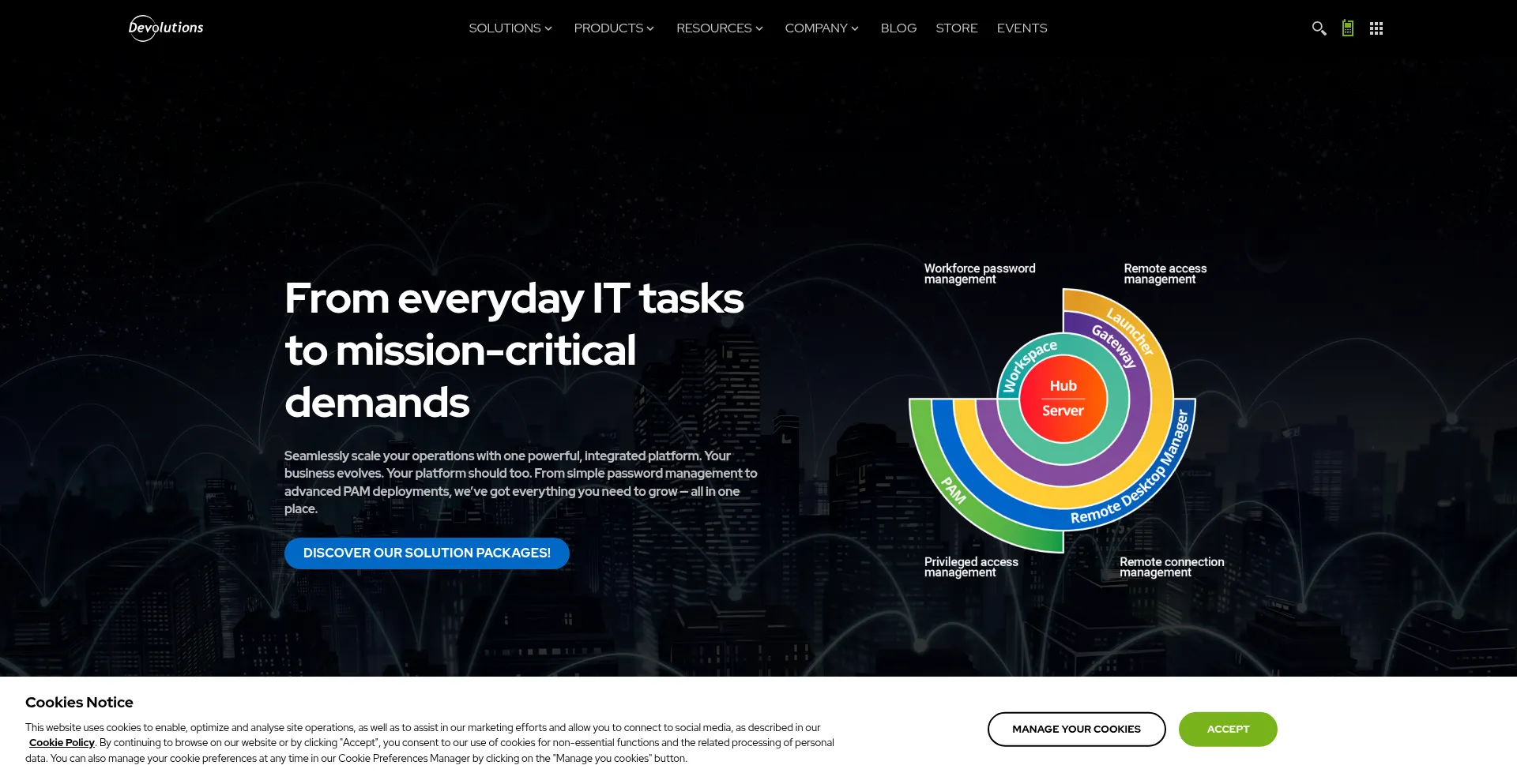 Website screenshot of Devolutions.net