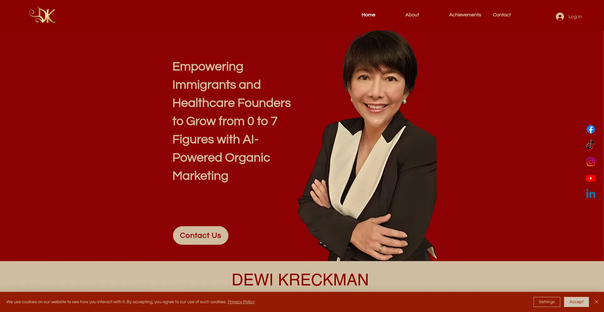 Website screenshot of Dewikreckman.com