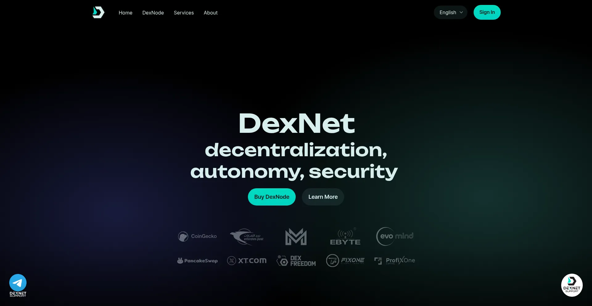 Website screenshot of Dexnet.one