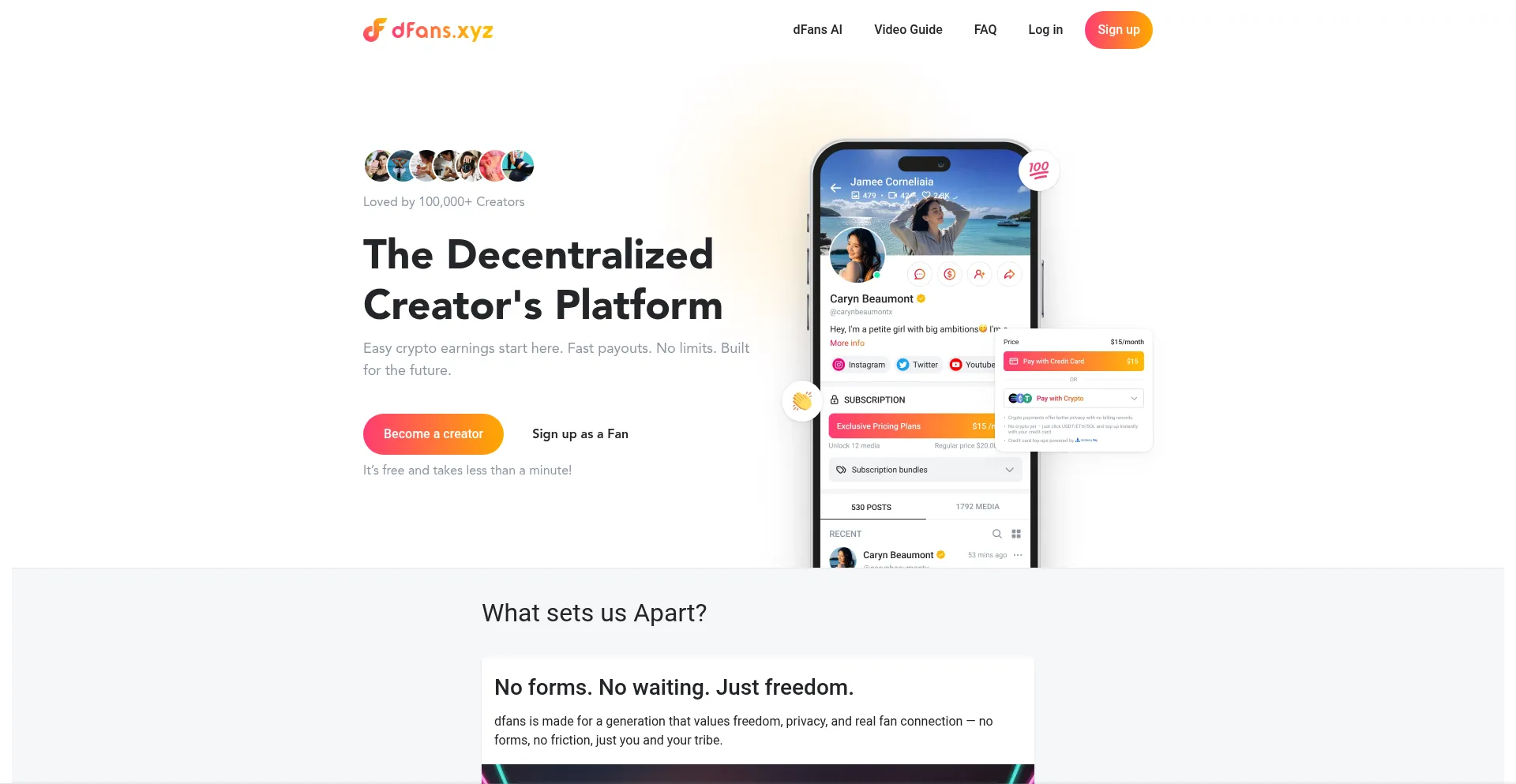 Website screenshot of Dfans.xyz
