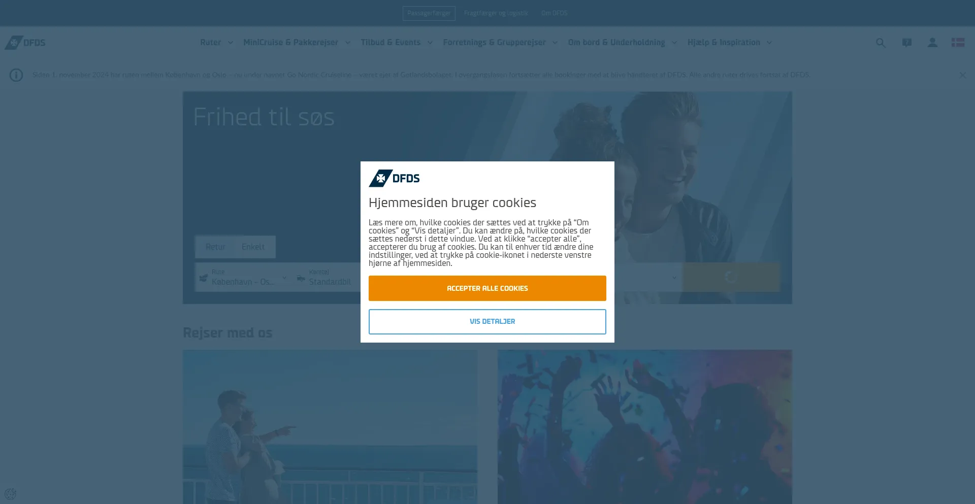 Website screenshot of Dfdsseaways.dk