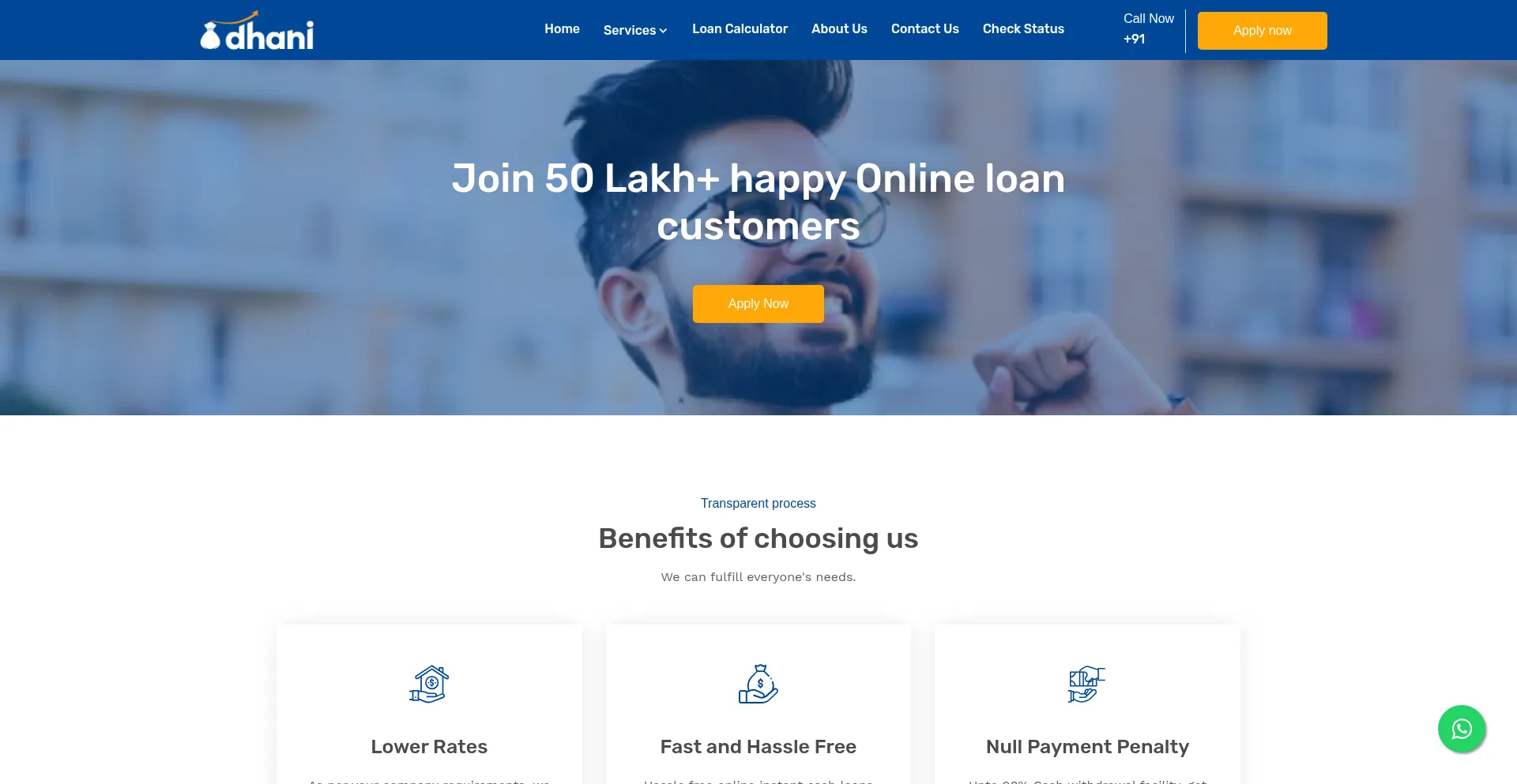 Website screenshot of Dhanifinanceindia.net