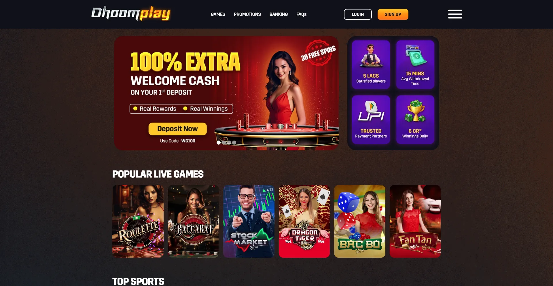 Website screenshot of Dhoomplay.com