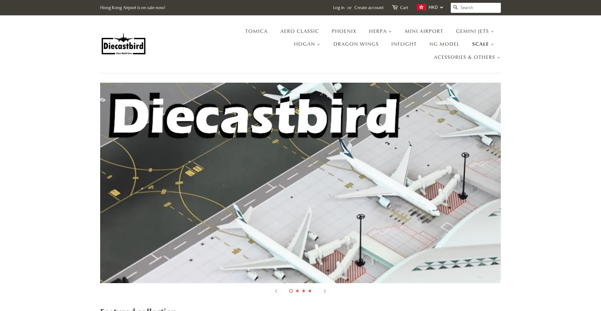 Website screenshot of Diecastbird.com