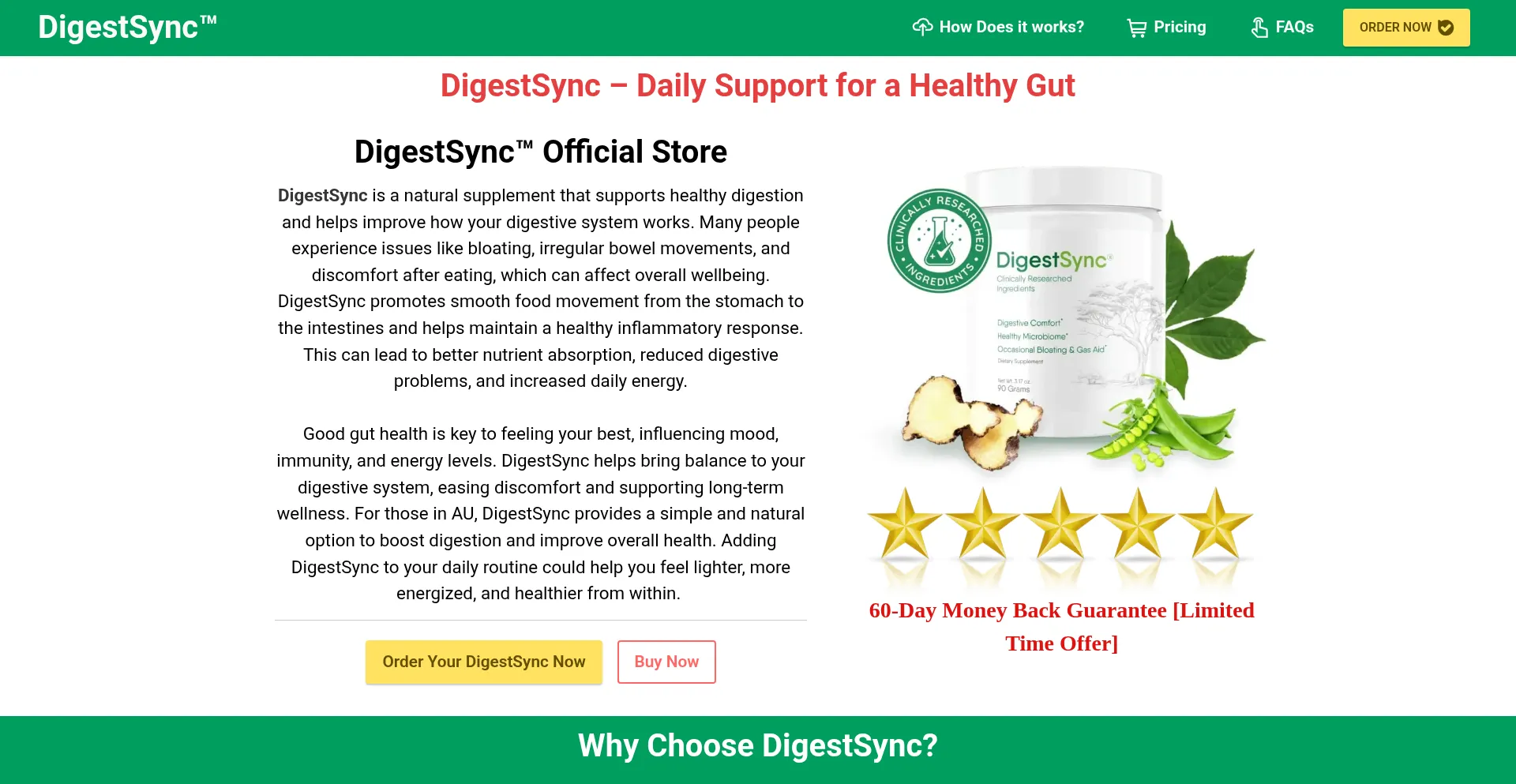 Website screenshot of Digestsync.au