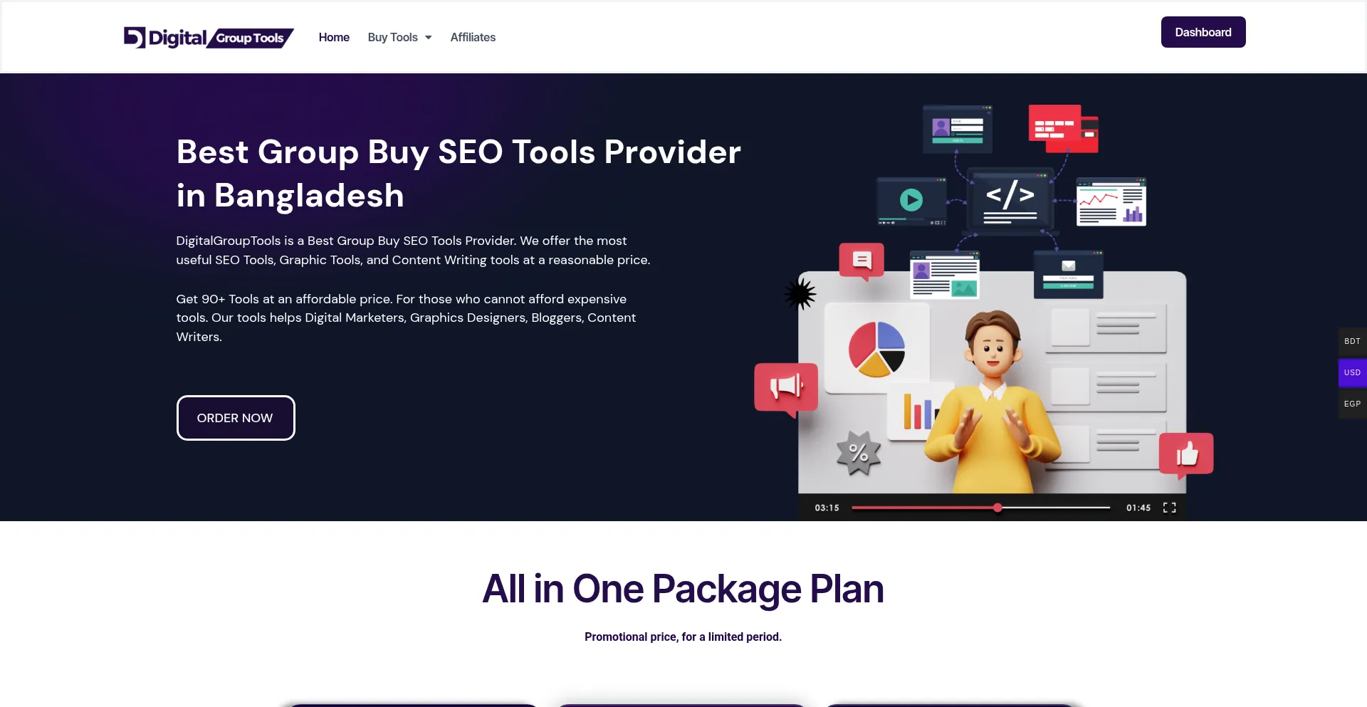 Website screenshot of Digitalgrouptools.com