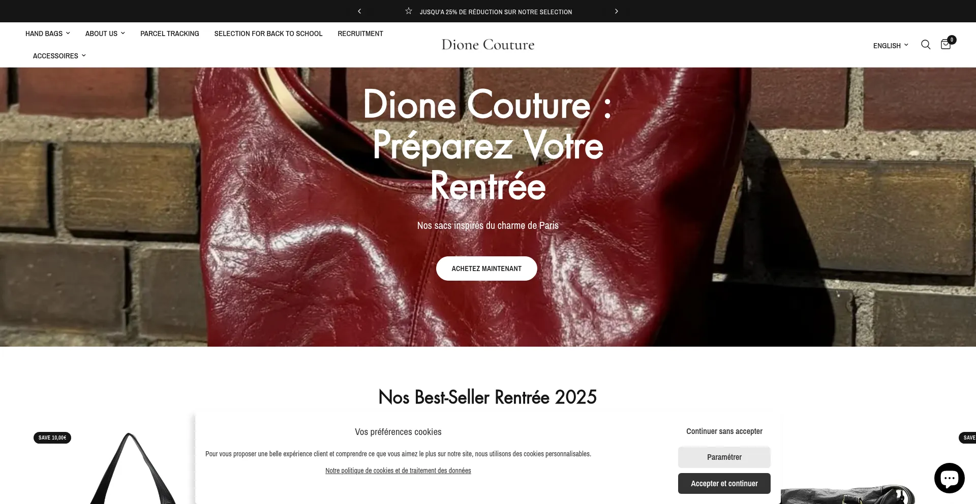 Website screenshot of Dionecouture.com