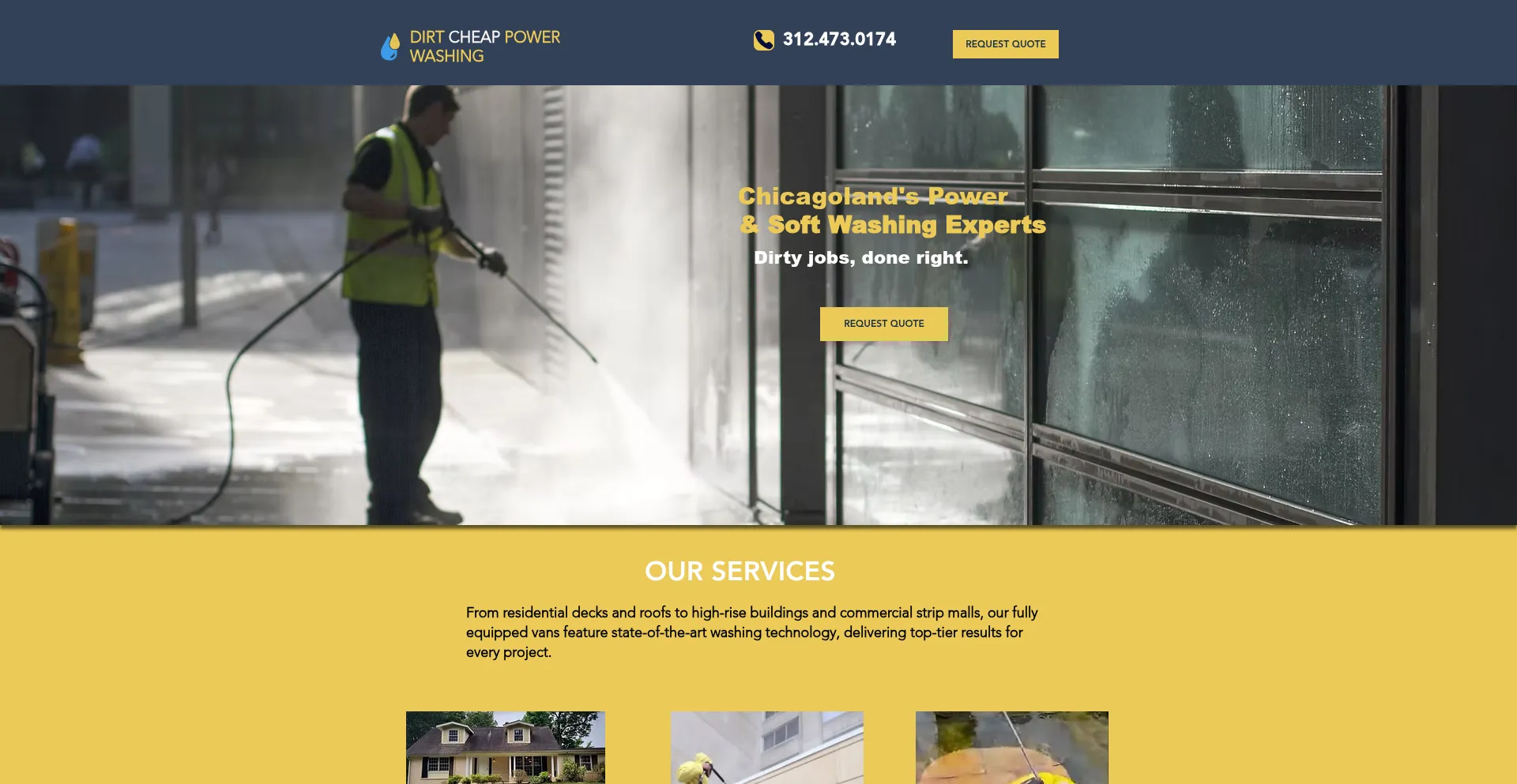 Website screenshot of Dirtcheappowerwashing.com