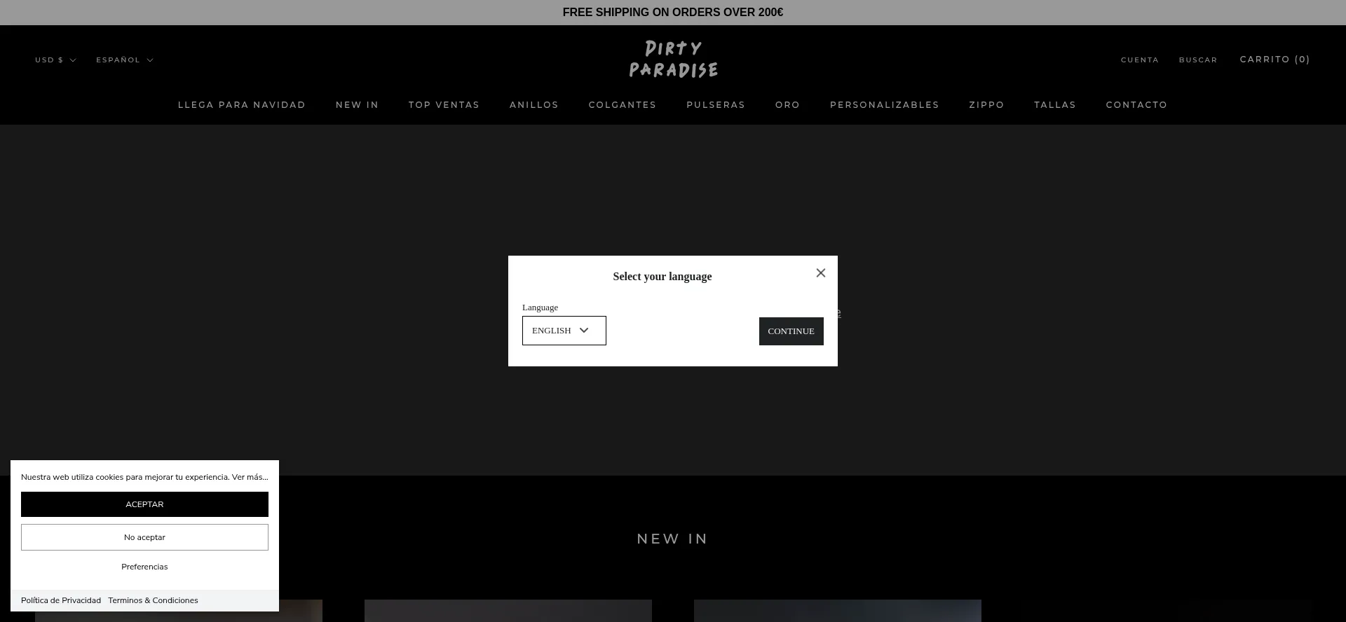 Website screenshot of Dirtyparadisejewellery.com