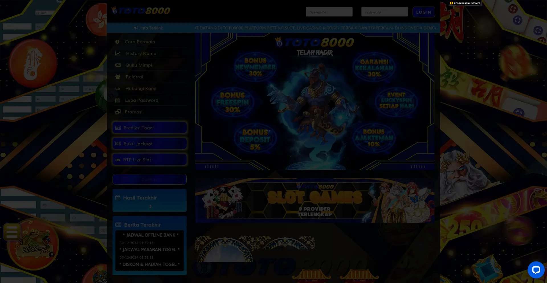Website screenshot of Disinitoto8000.com