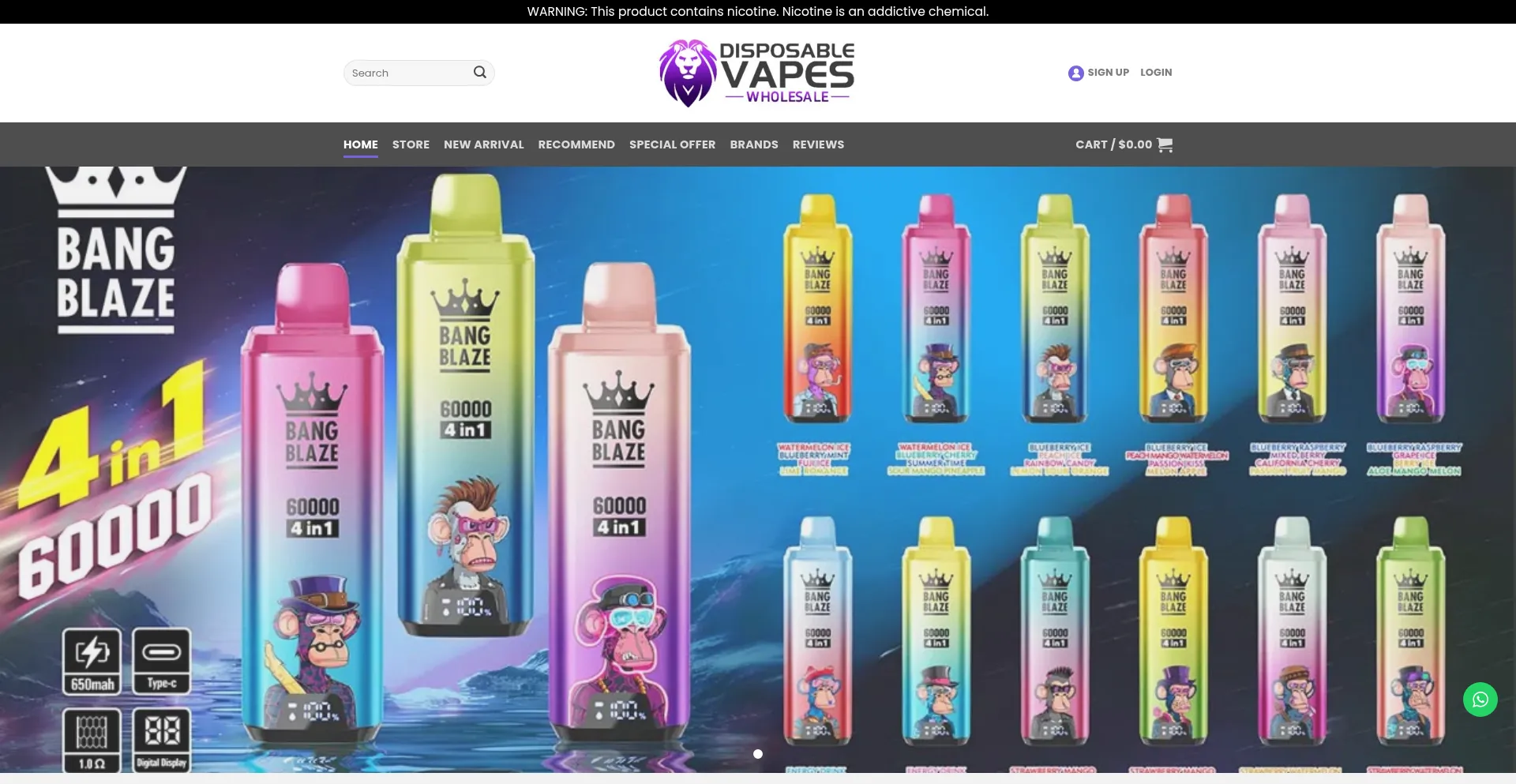 Disposablevapeswholesale.com Screenshot