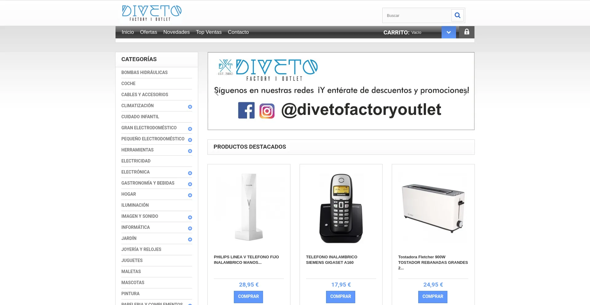 Website screenshot of Diveto.es