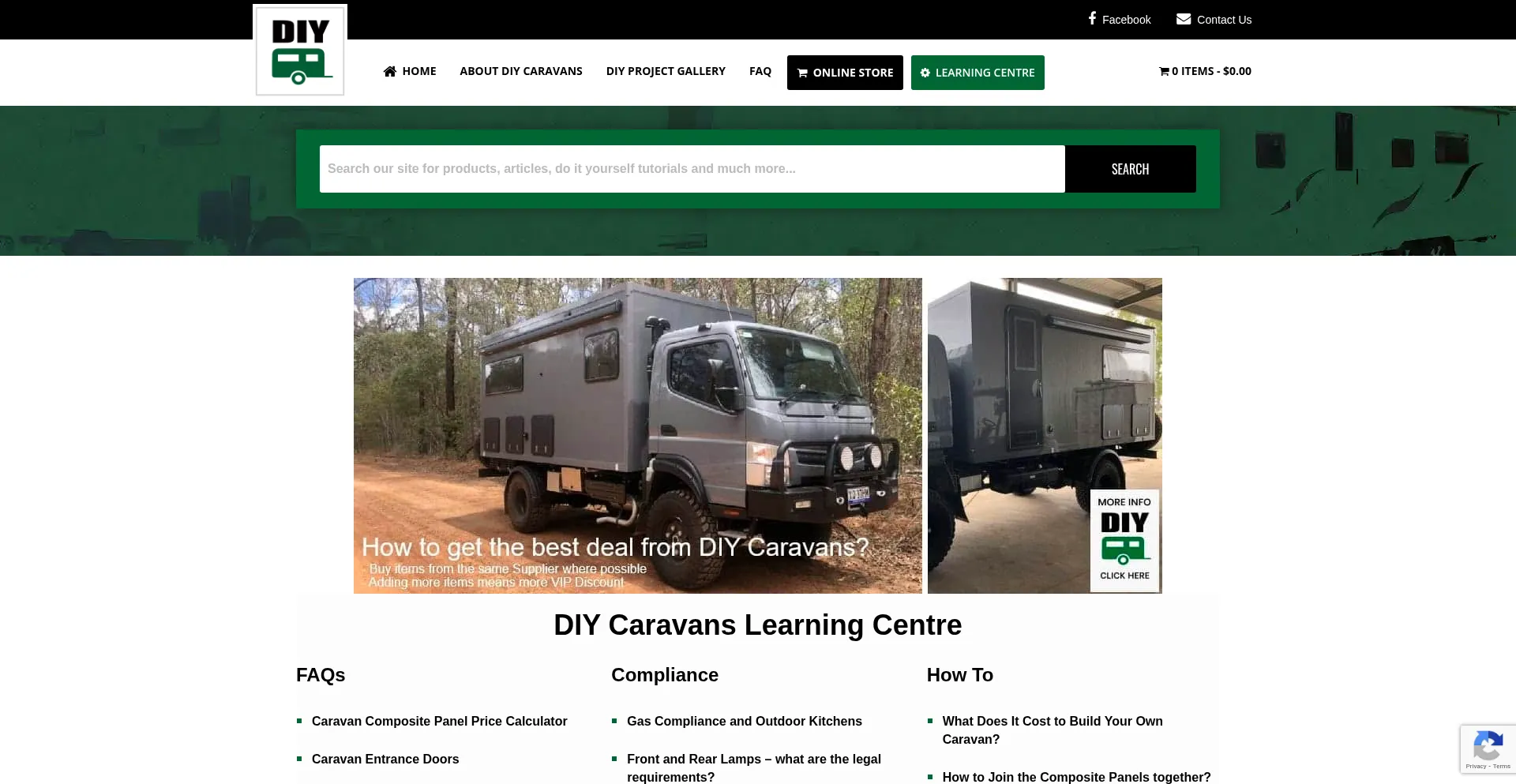 Website screenshot of Diycaravans.com.au