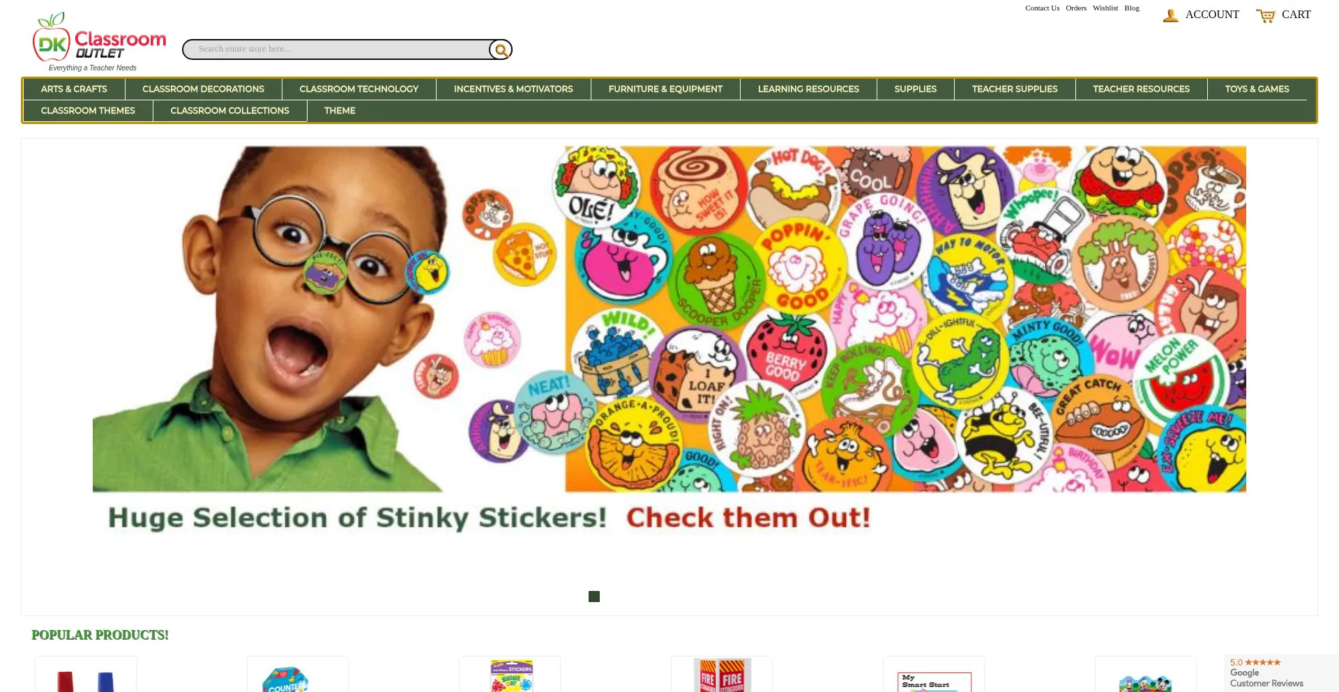 Website screenshot of Dkclassroomoutlet.com