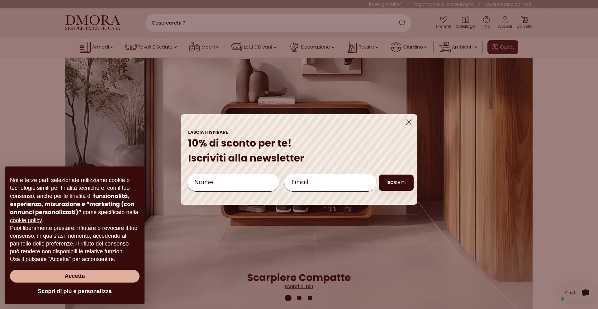 Website screenshot of Dmora.it