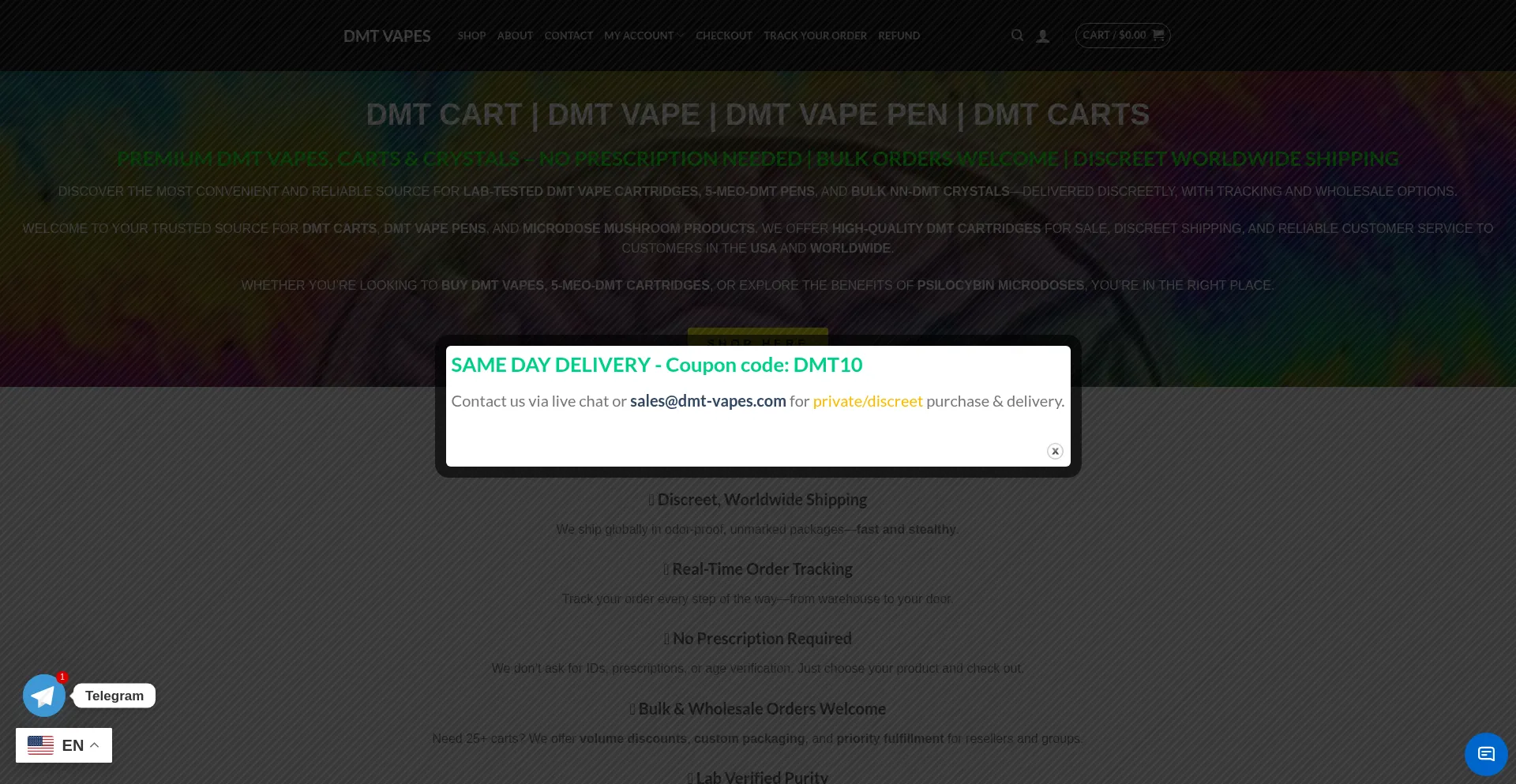 Website screenshot of Dmt-vapes.com