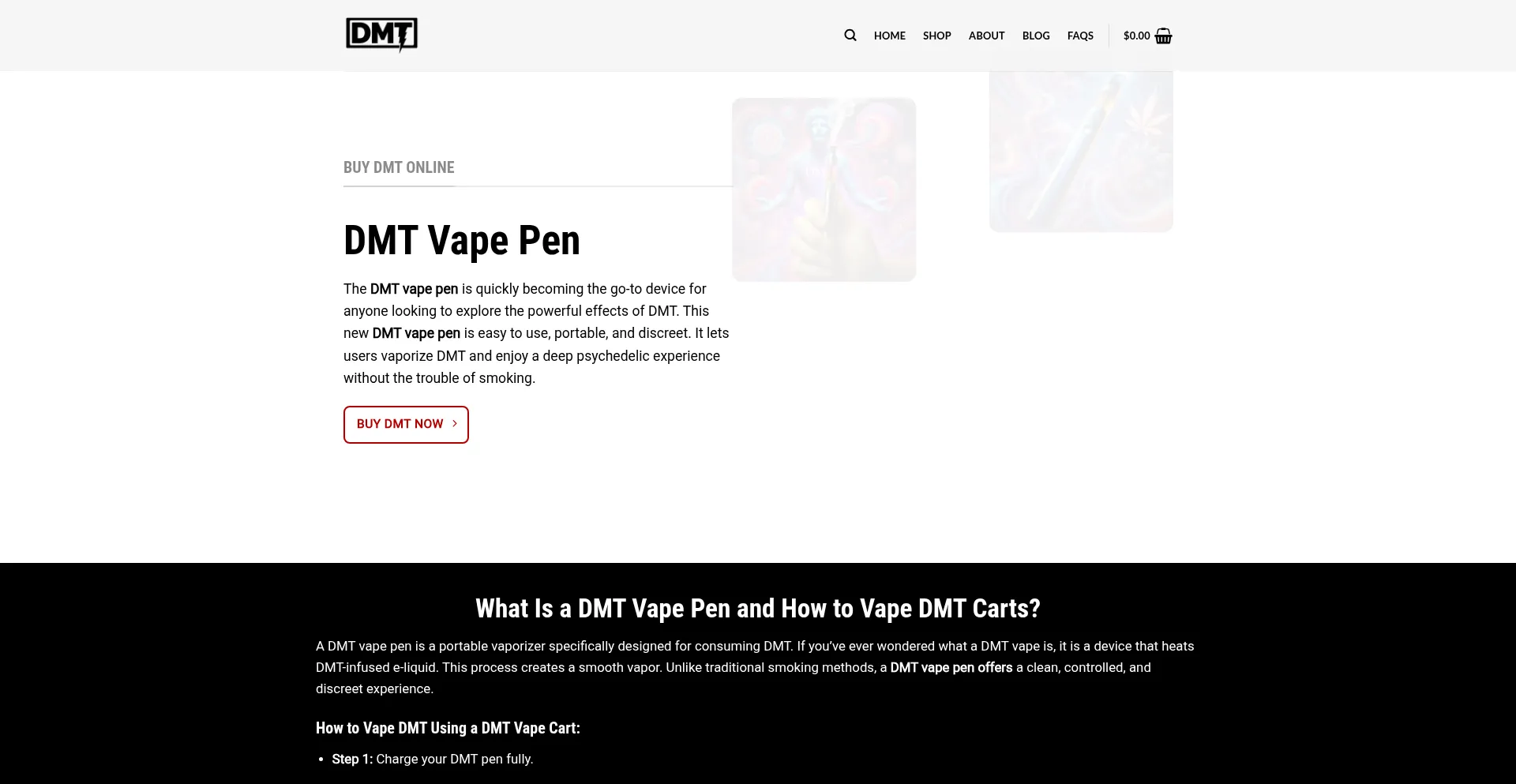 Website screenshot of Dmtvapestores.com