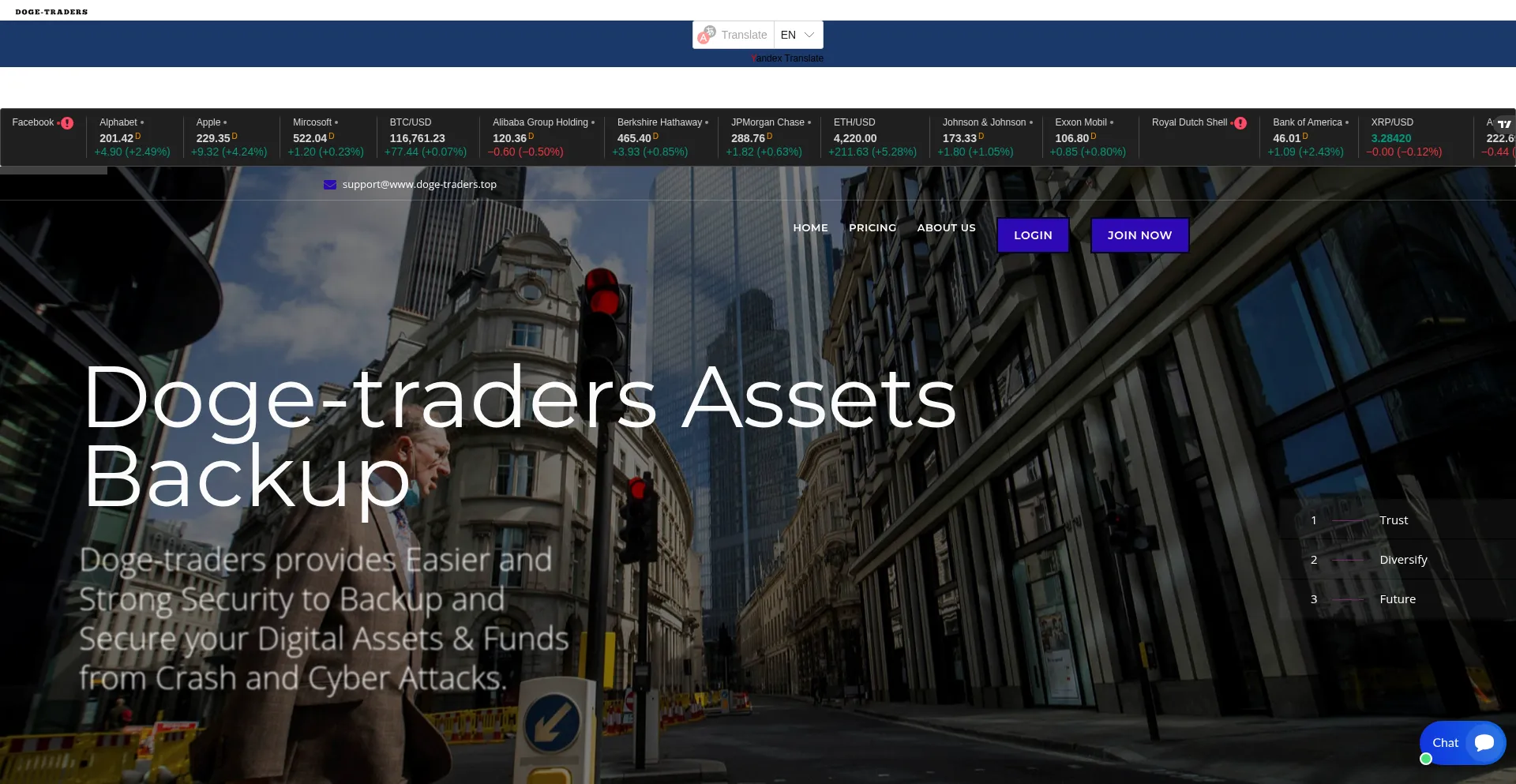 Website screenshot of Doge-traders.top