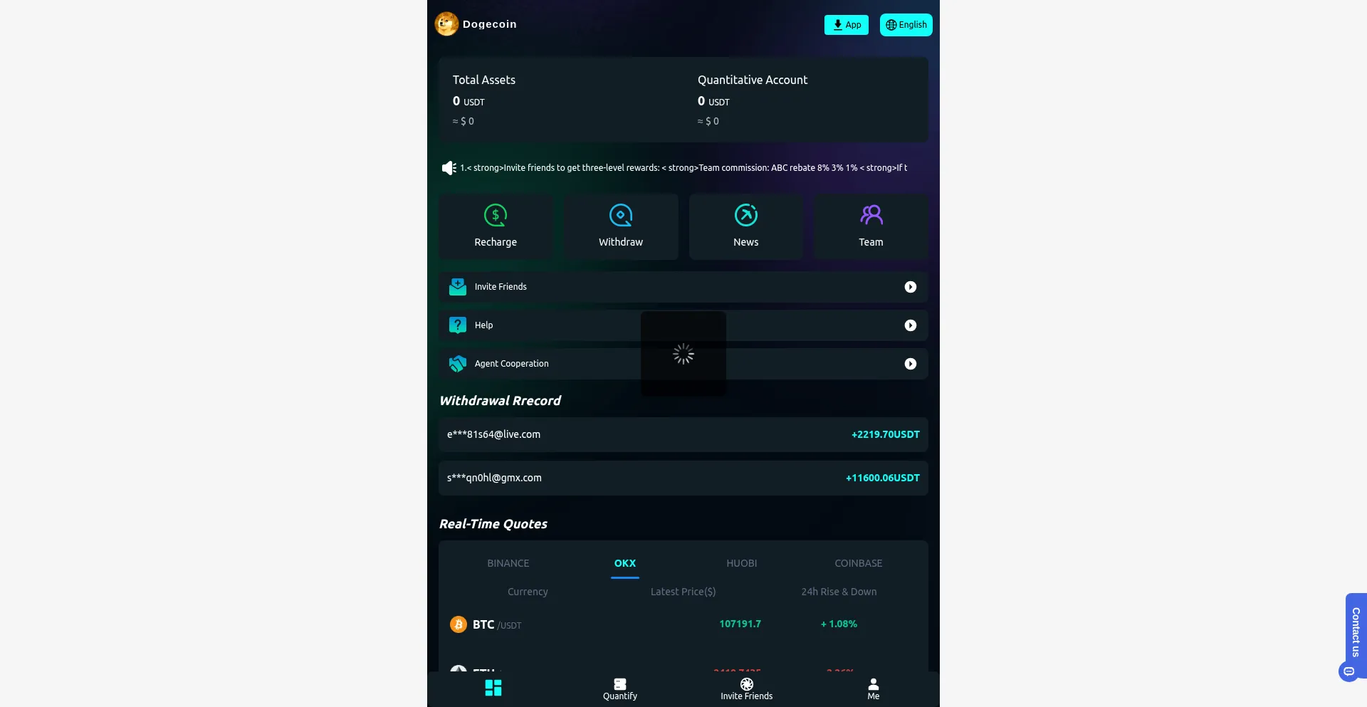 Website screenshot of Dogecoin-usd.net
