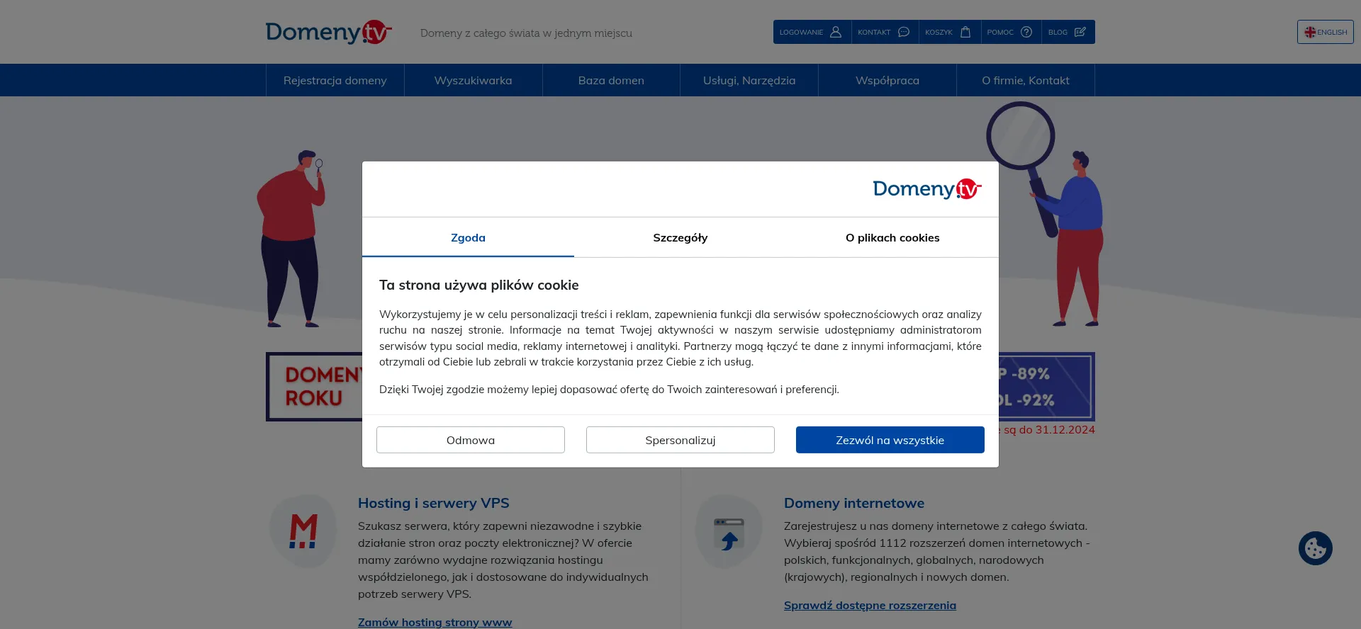 Website screenshot of Domeny.tv