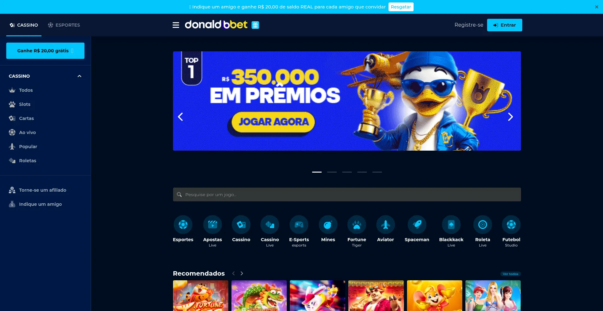 Website screenshot of Donaldbbet.com