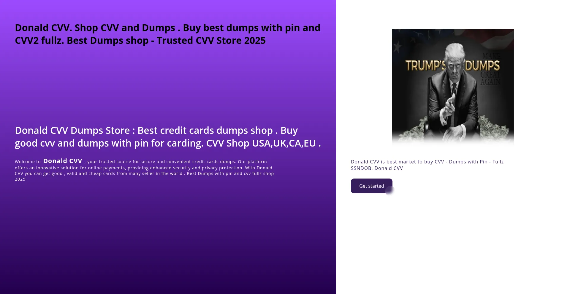 Website screenshot of Donaldcvv.cc