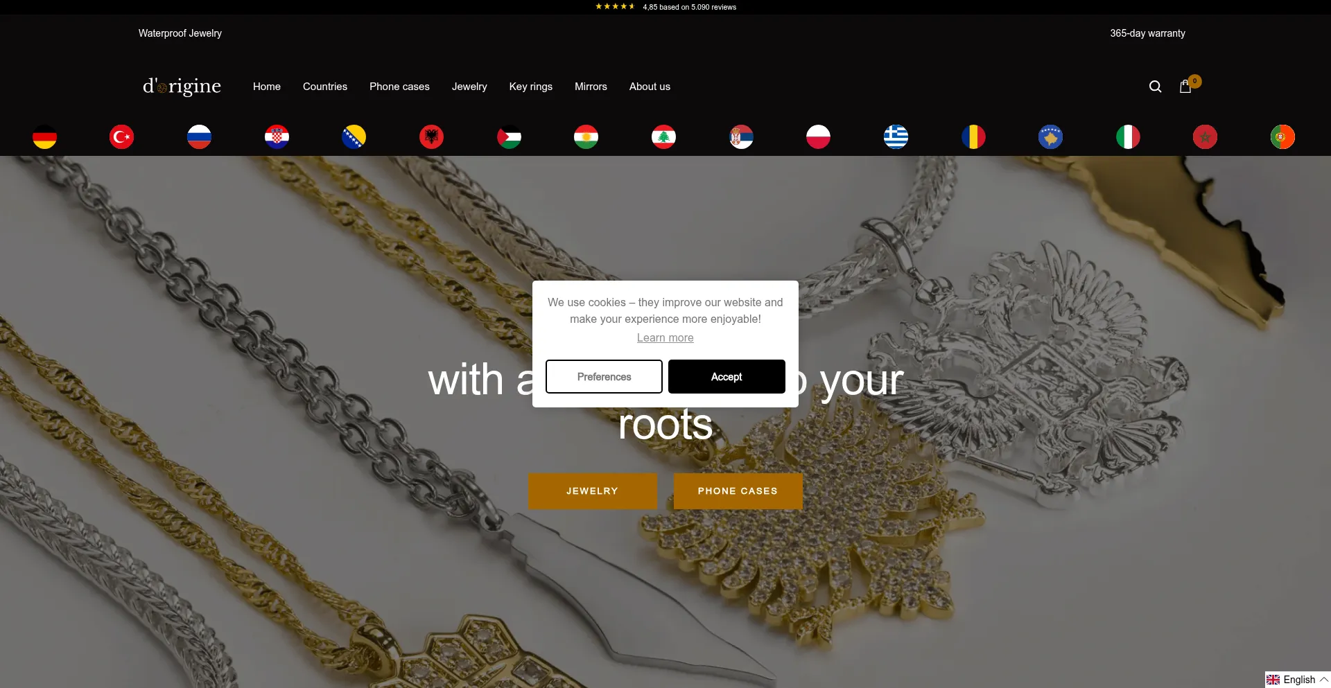 Website screenshot of Dorigine.de