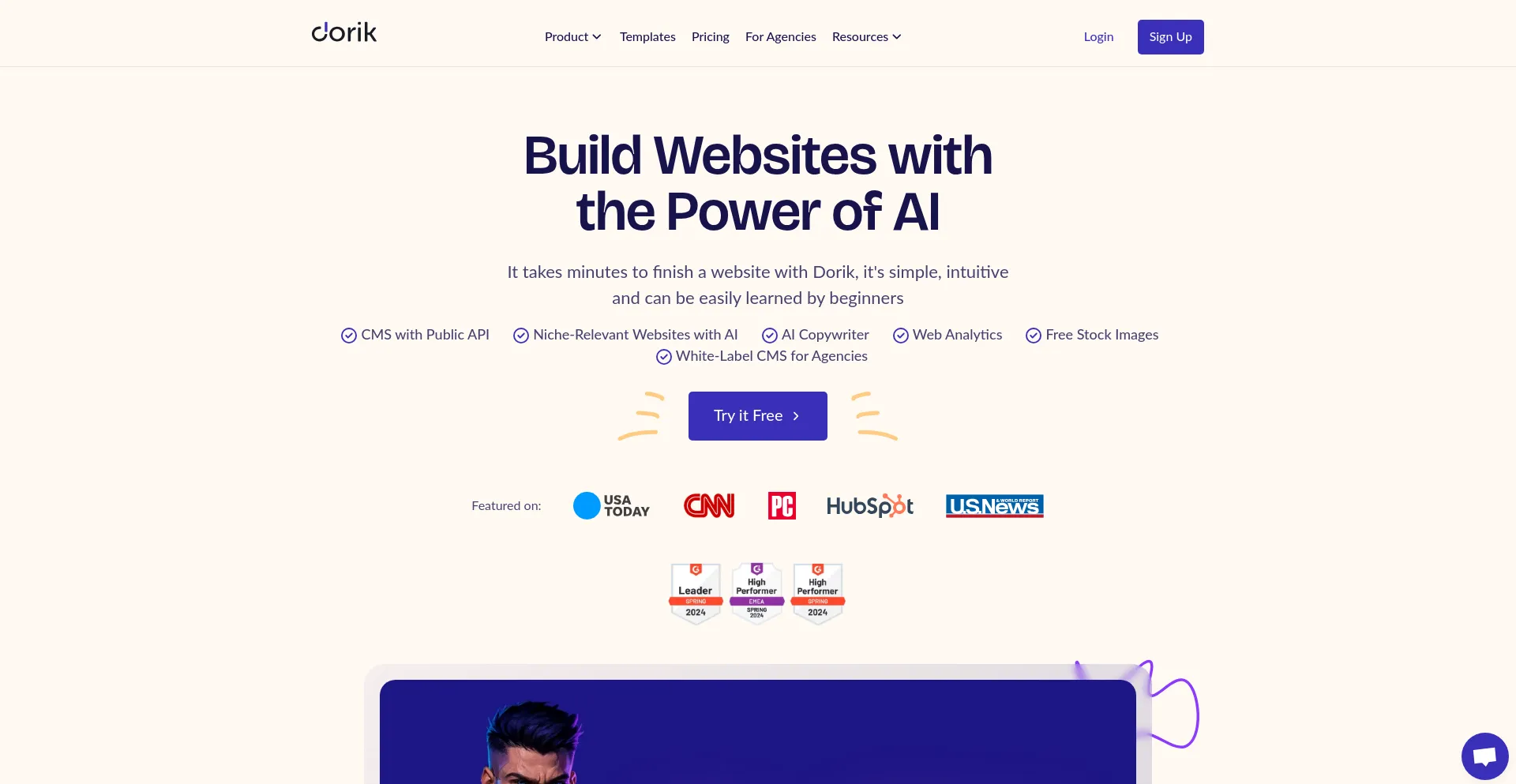 Website screenshot of Dorik.com