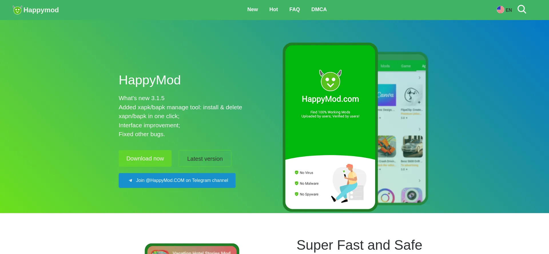 Website screenshot of Download.happymod.com