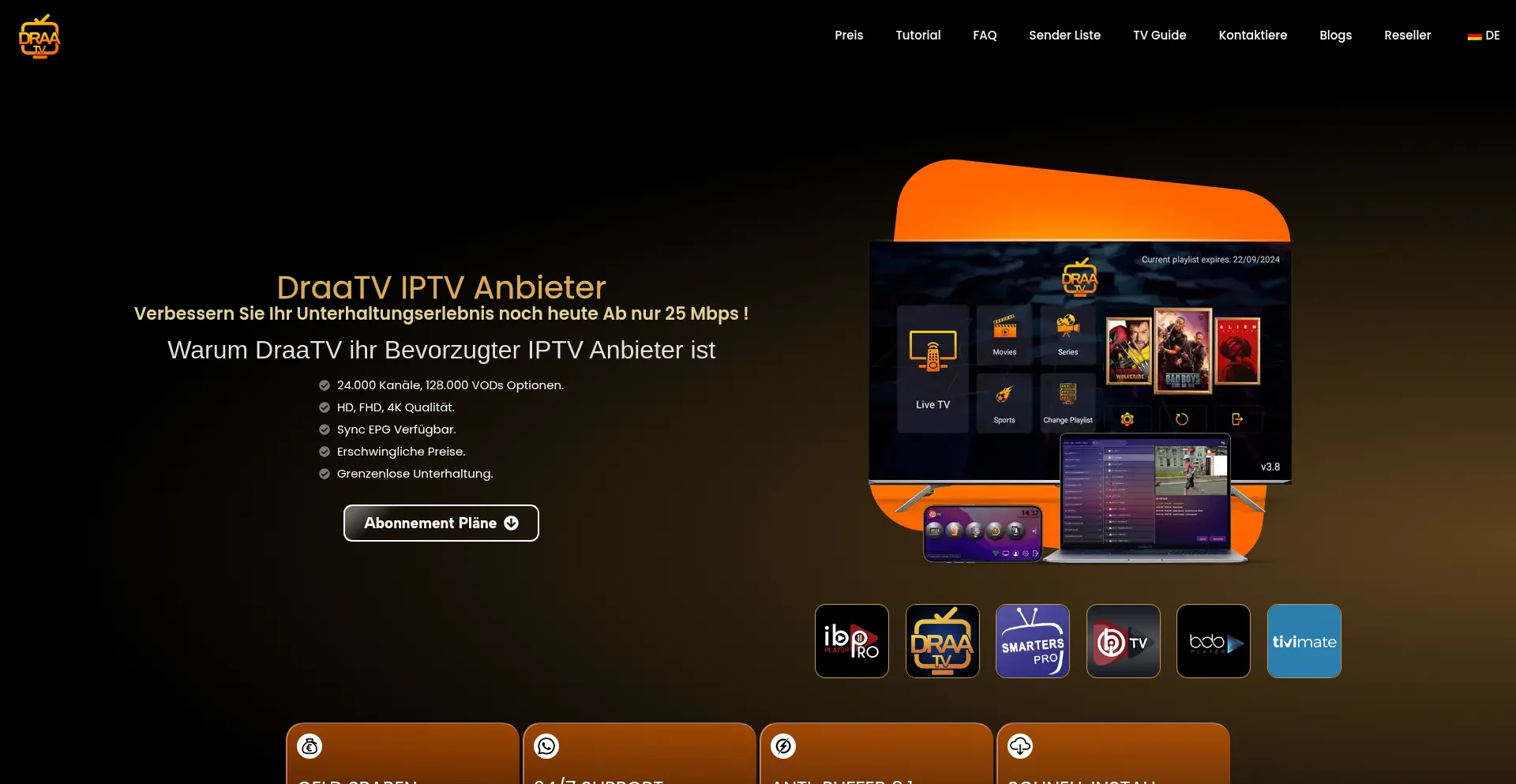 Website screenshot of Draatv.com