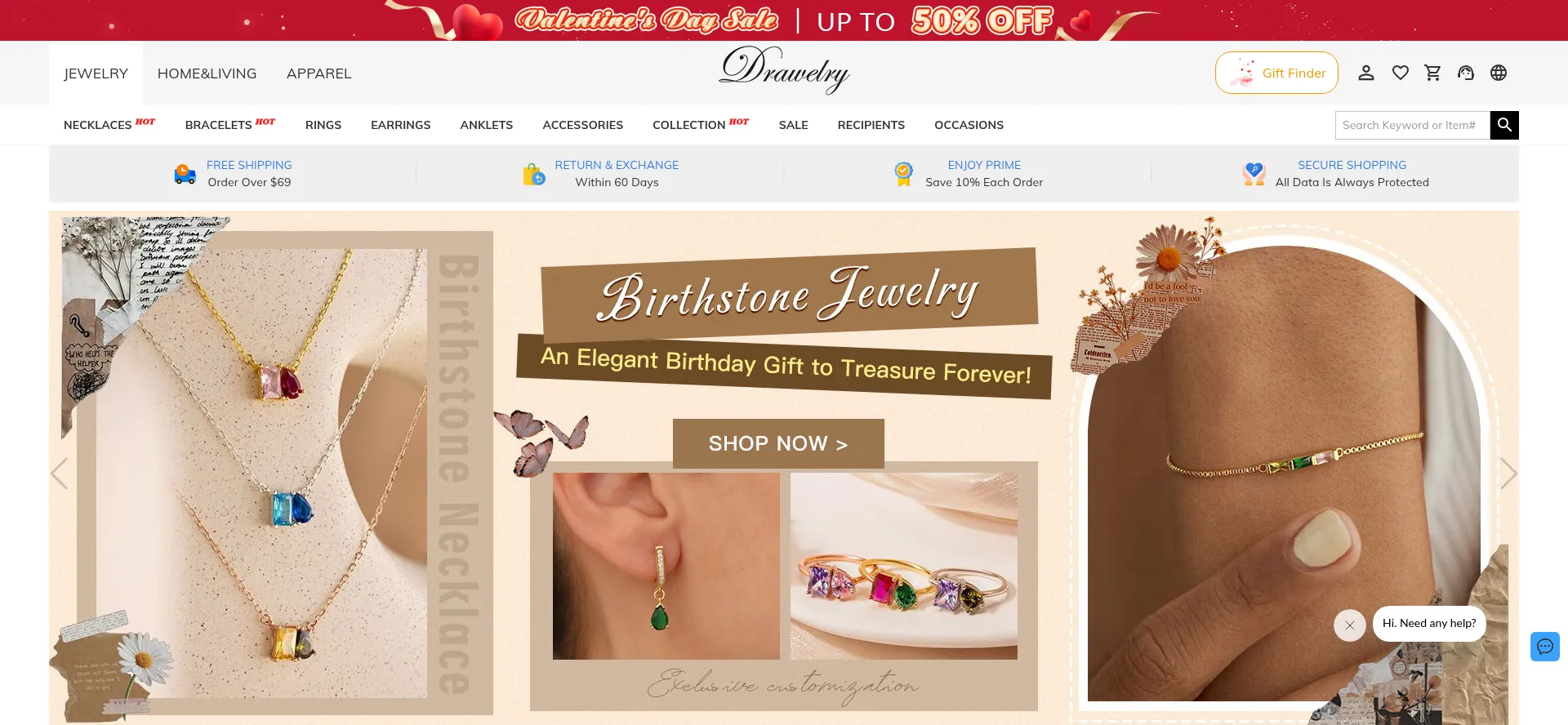 Website screenshot of Drawelry.com
