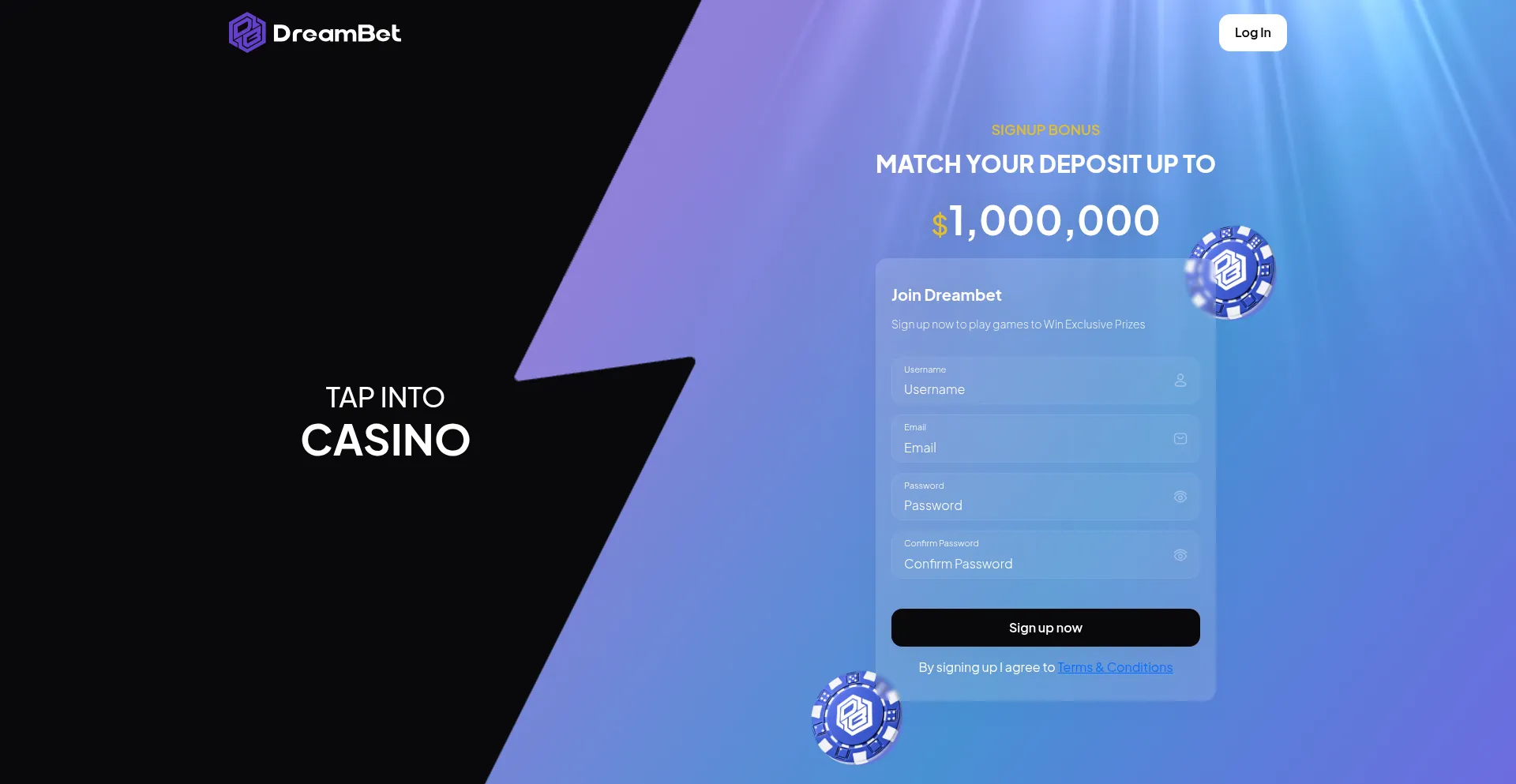 Website screenshot of Dreambet.io